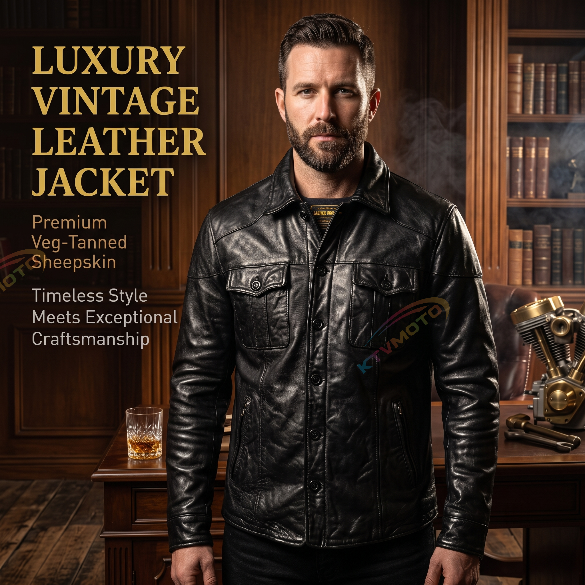 Luxury Vintage Casual Genuine Leather Jacket - A25