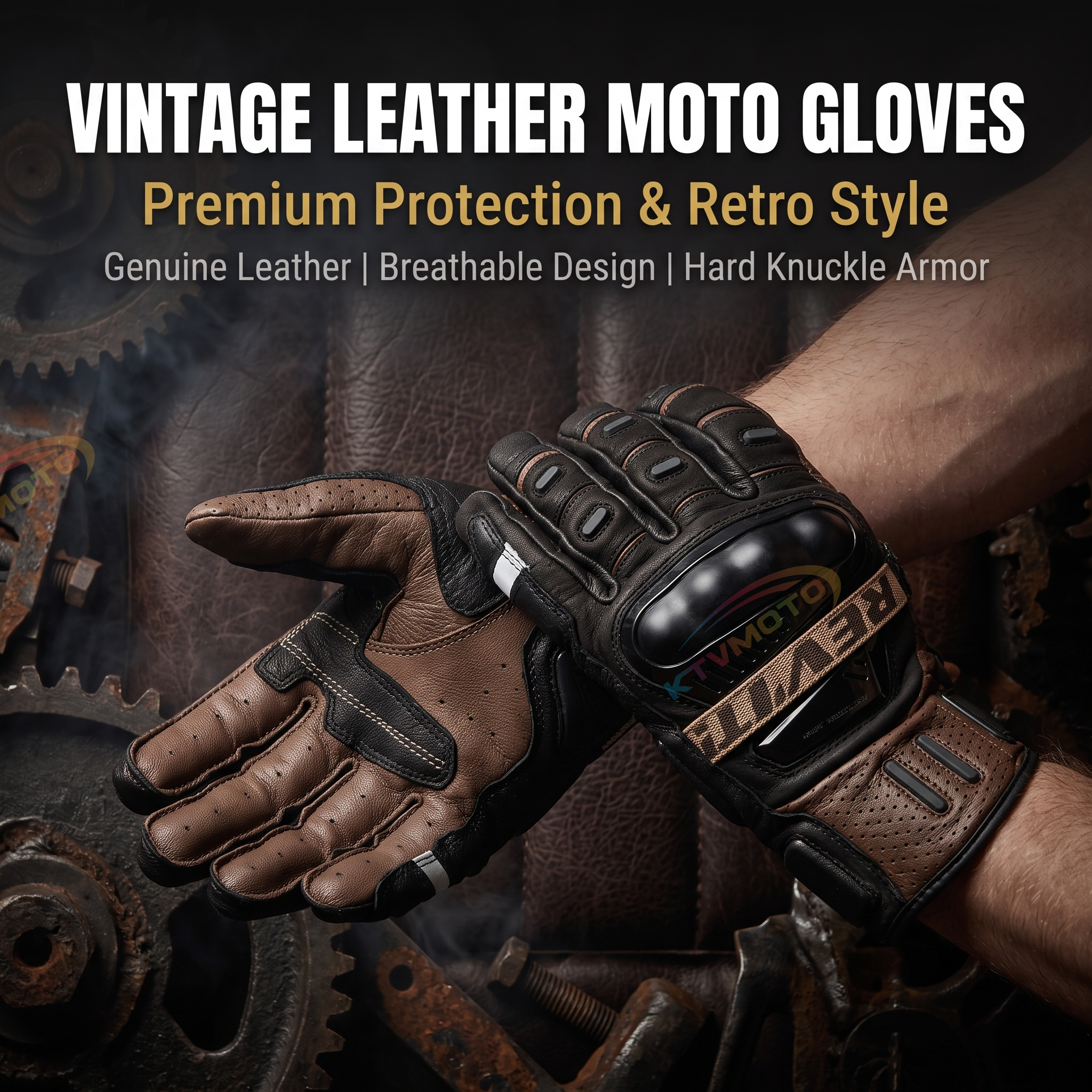 Motorcycle Riding Gloves Genuine Leather Breathable Touchscreen Drop-proof-G92