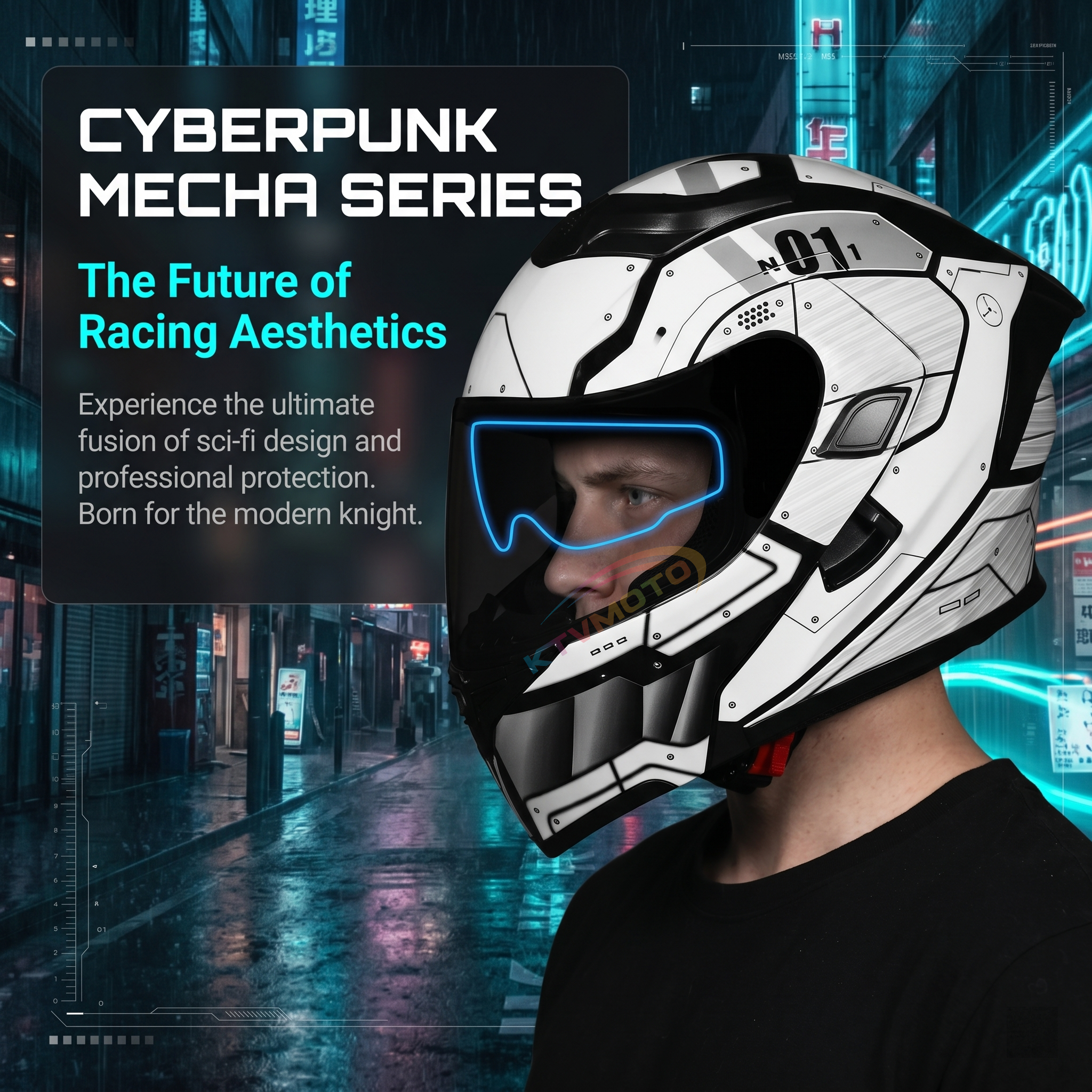 Cyberpunk Mech Full Helmet Motorcycle Helmet Sci-Fi Gear-I59