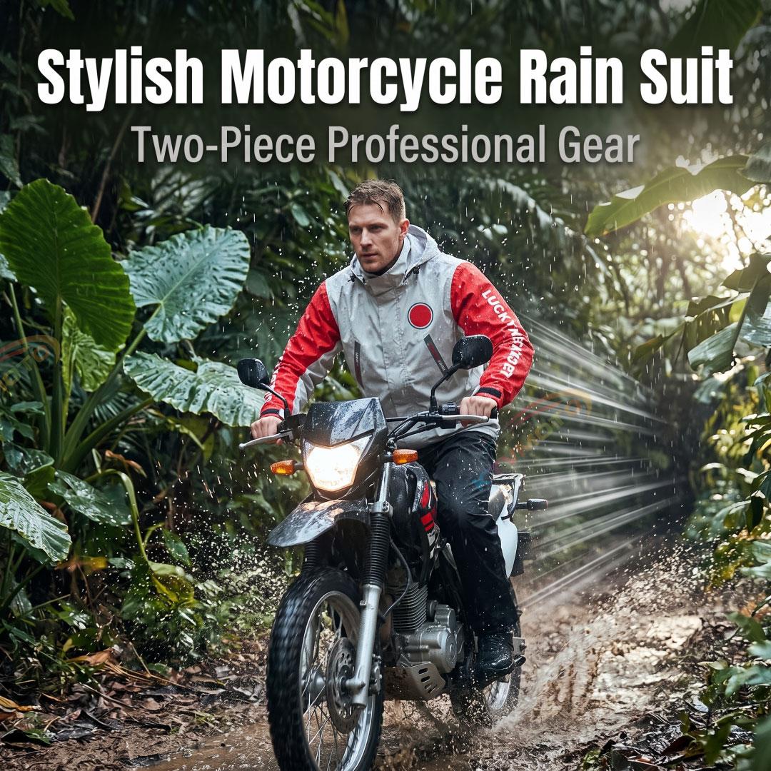 Stylish two-piece outdoor motorcycle rain suit-C11