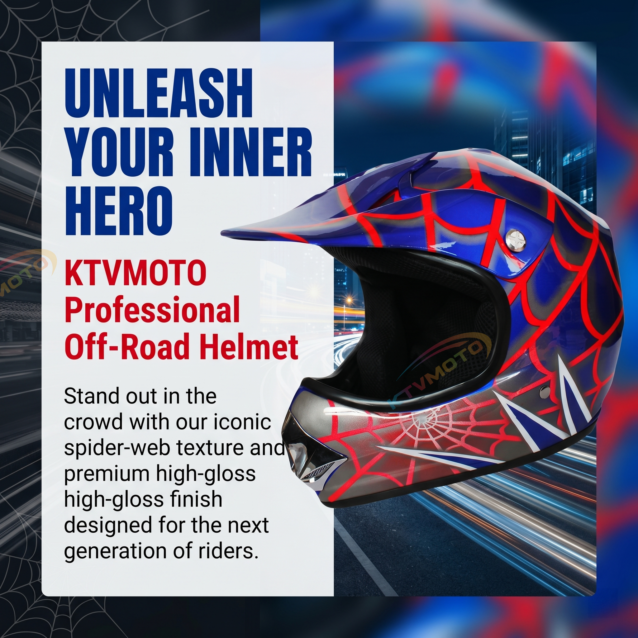 Spiderweb Off-Road Motorcycle Full-Face Helmet-I108