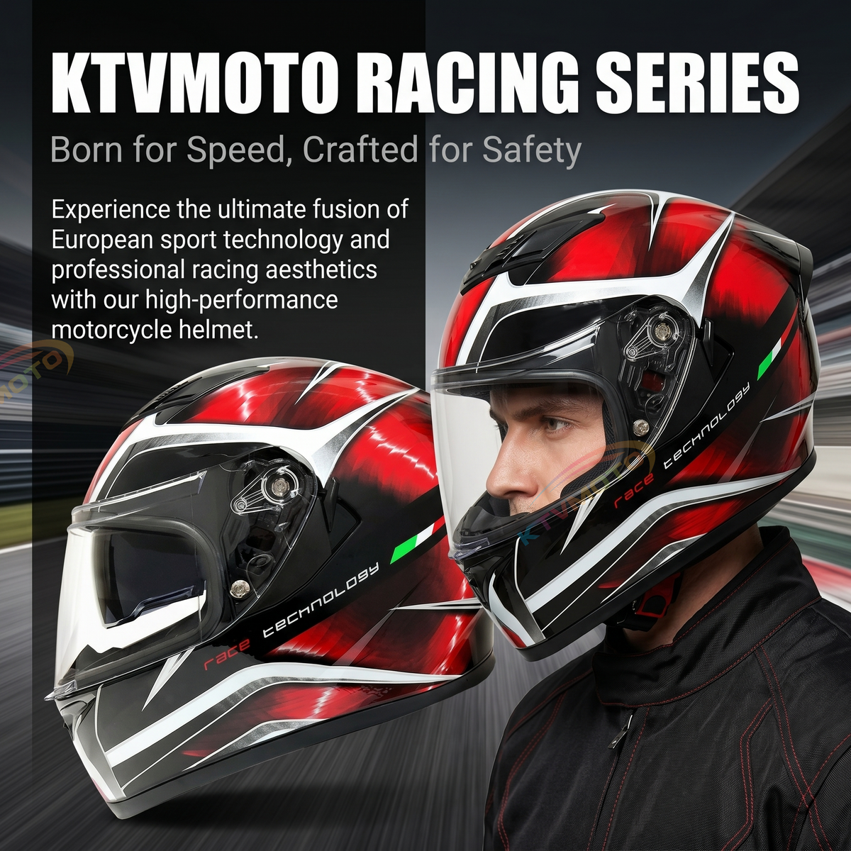 Street Racing Motorcycle Anti-Fog Full-Face Helmet-I106