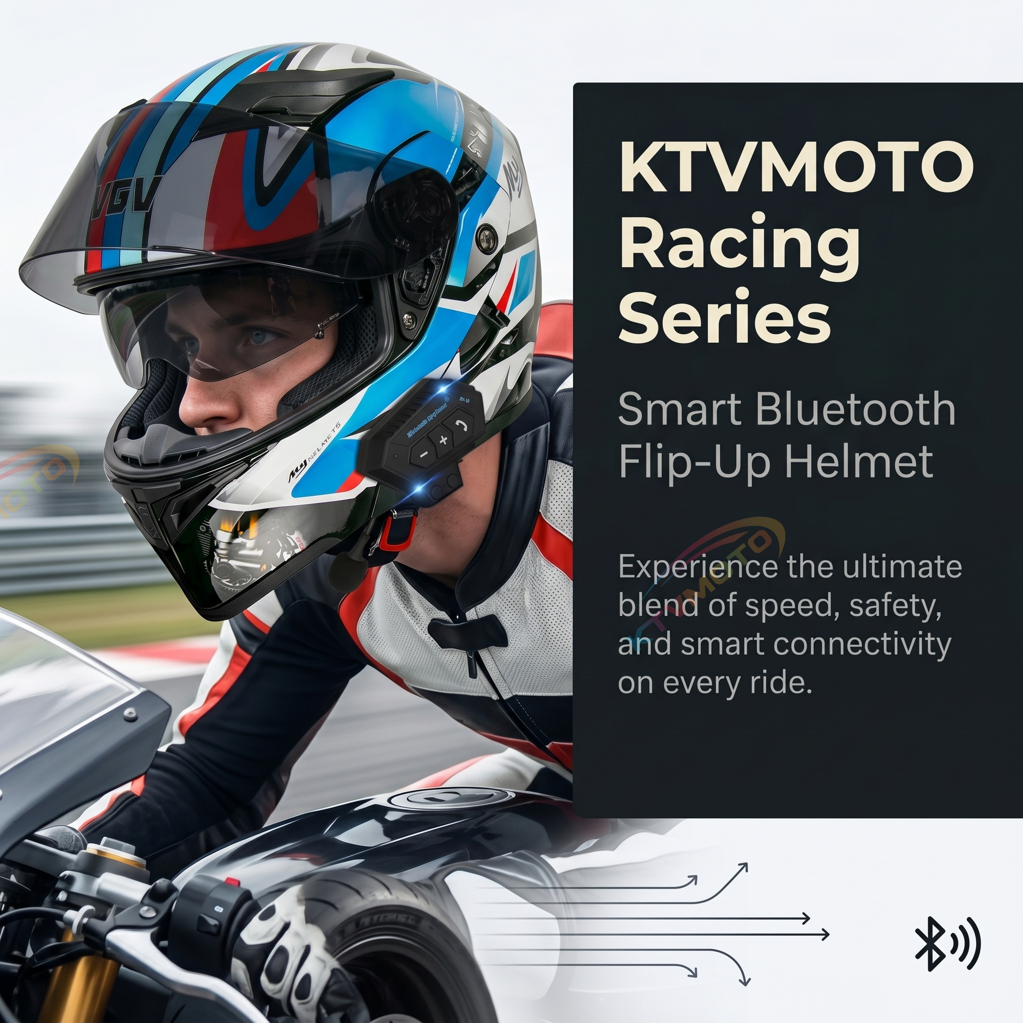 Dual Visor Flip Up Motorbike Graphic Helmet-I97