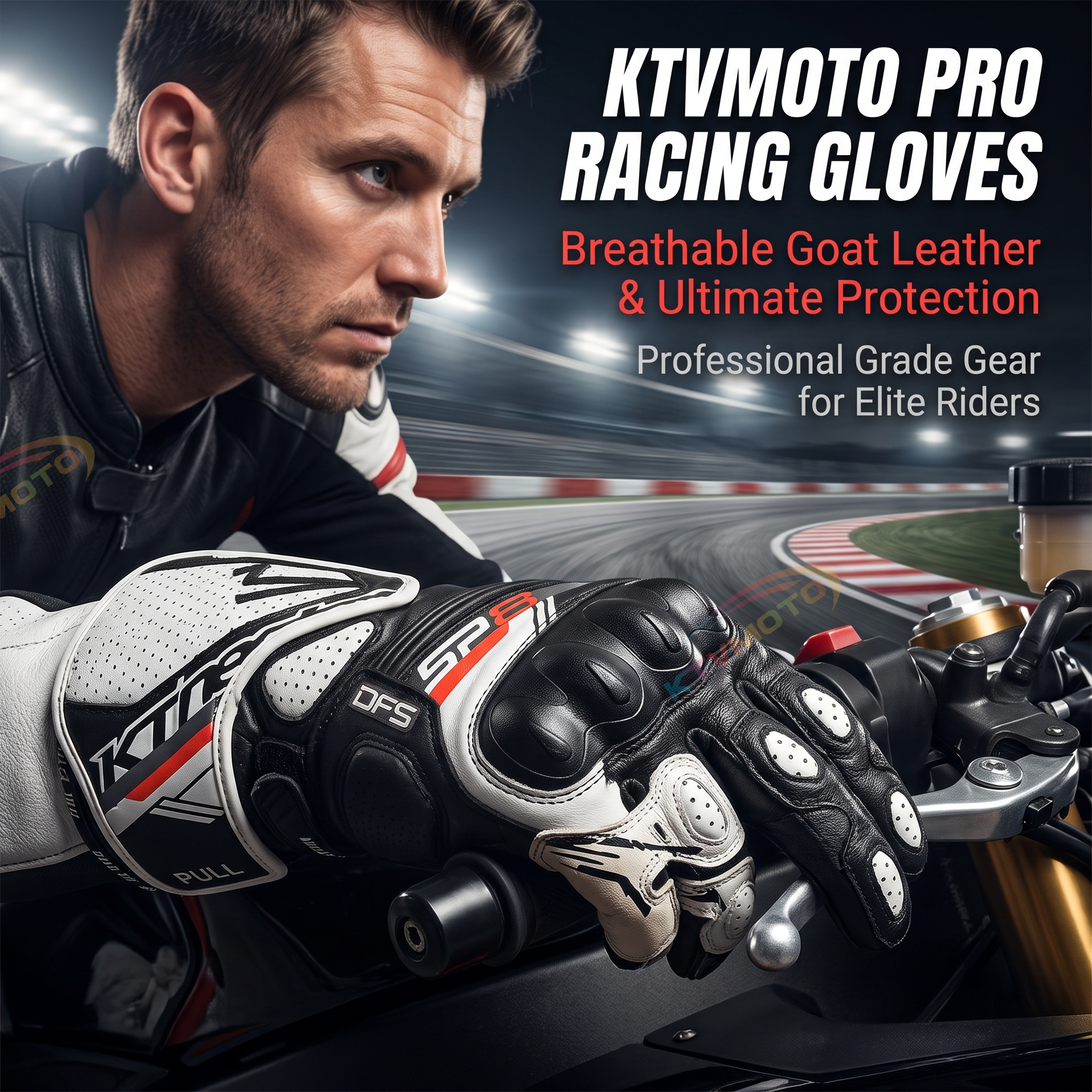 Motorcycle riding gloves made of breathable sheepskin-G86