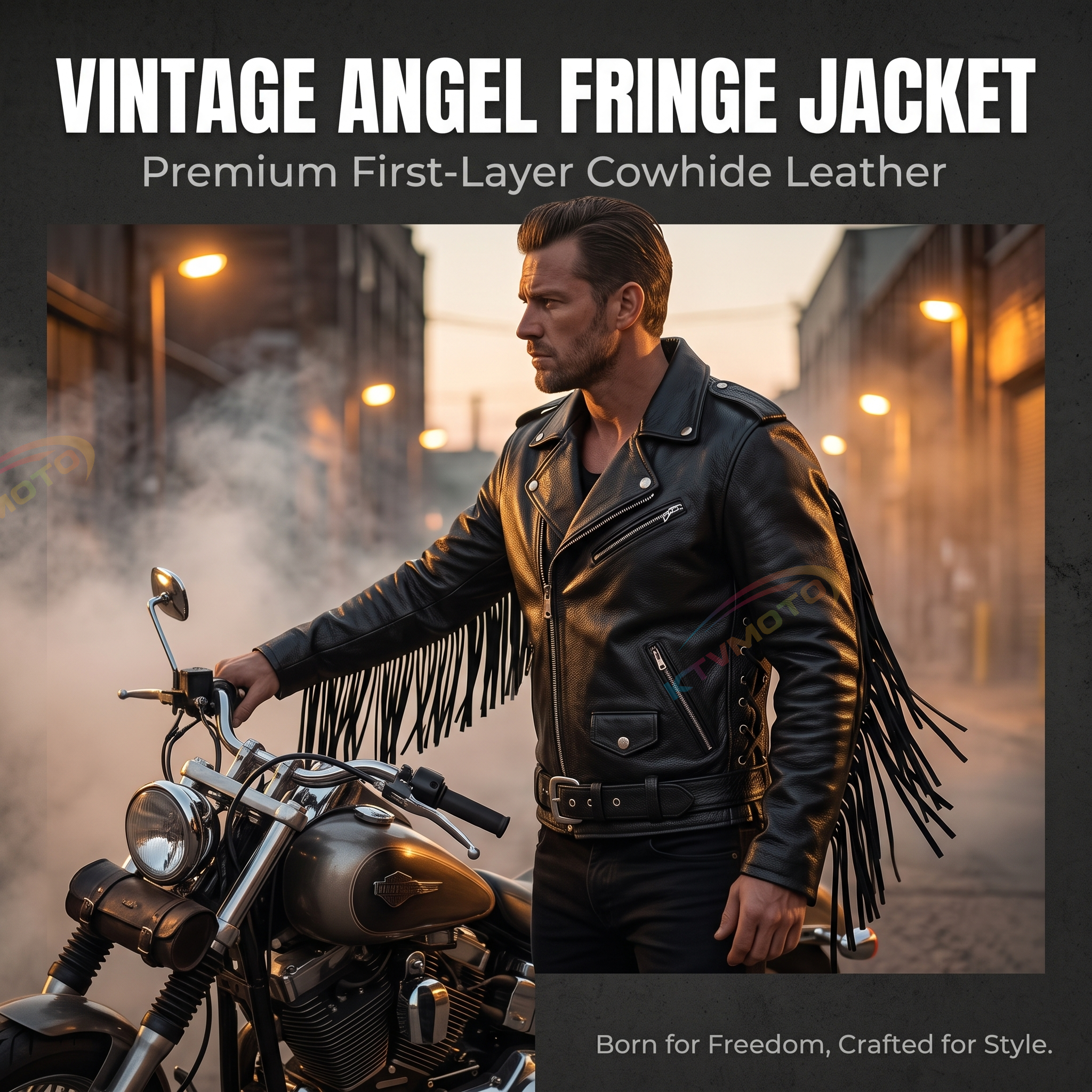 HARLEY ANGEL Harley Angel tassel cowhide leather jacket-A17