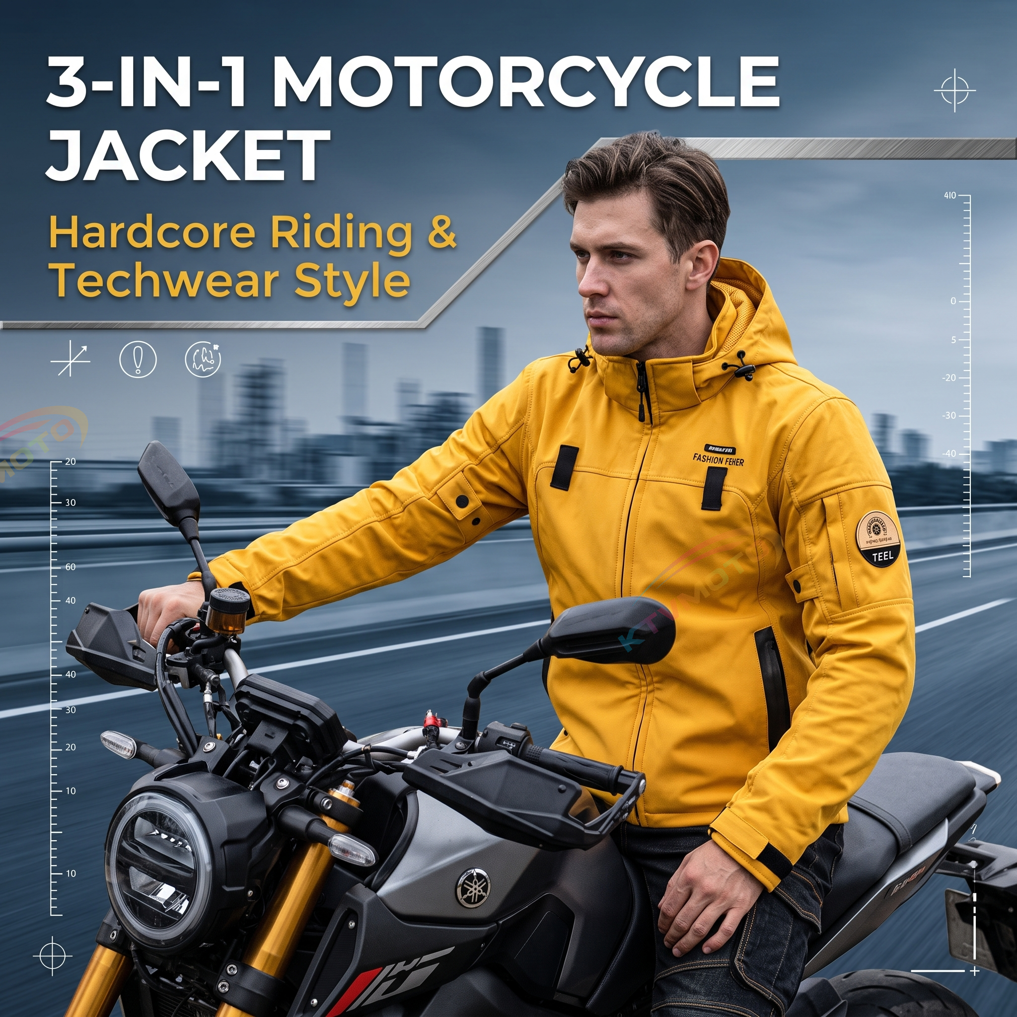 Windproof motorcycle riding suit (3-in-1)-J64