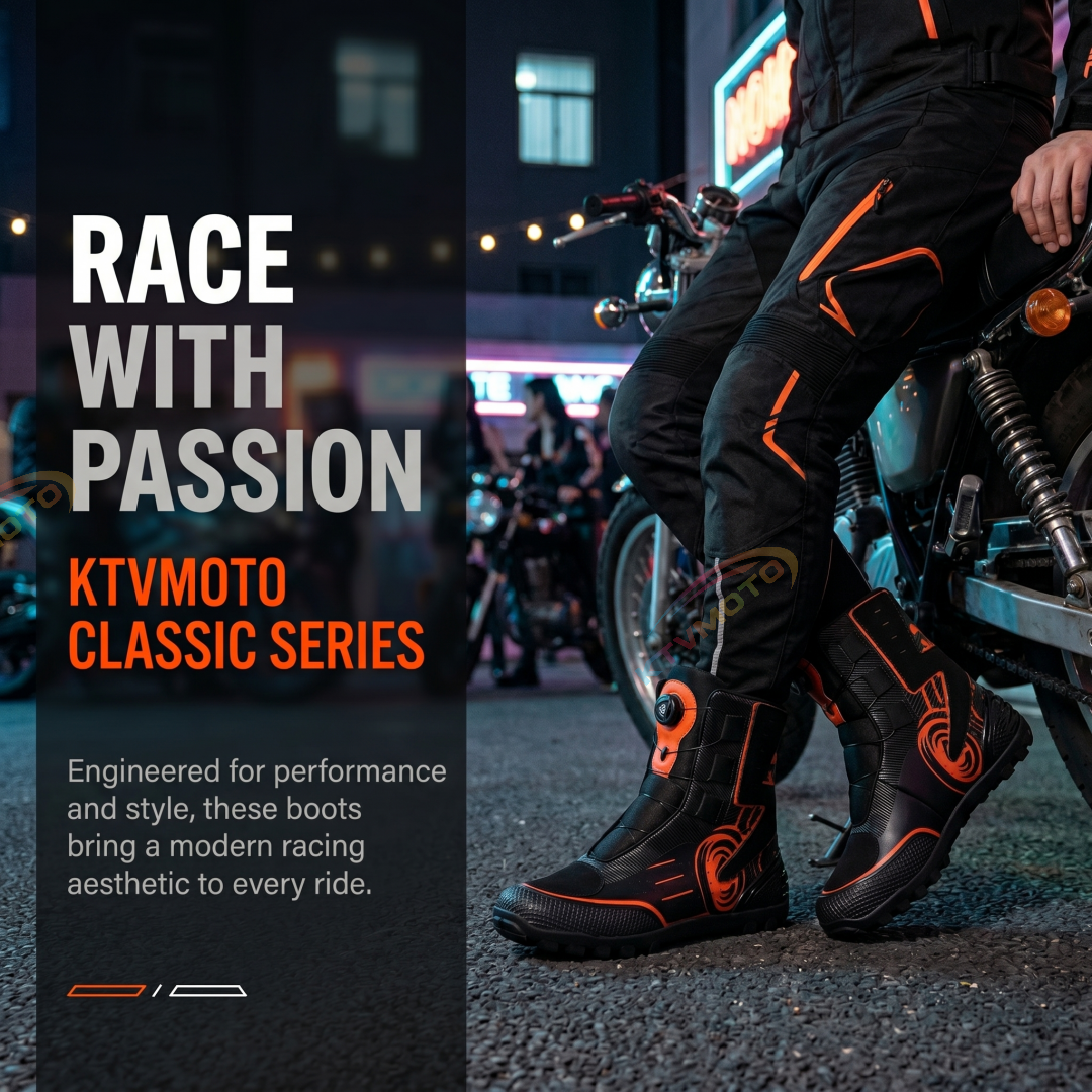 Classic Shock-Absorbing Outdoor Motorcycle Boots-K107