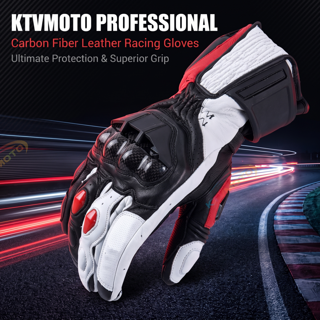 Motorcycle riding protective carbon fiber genuine leather gloves-G90