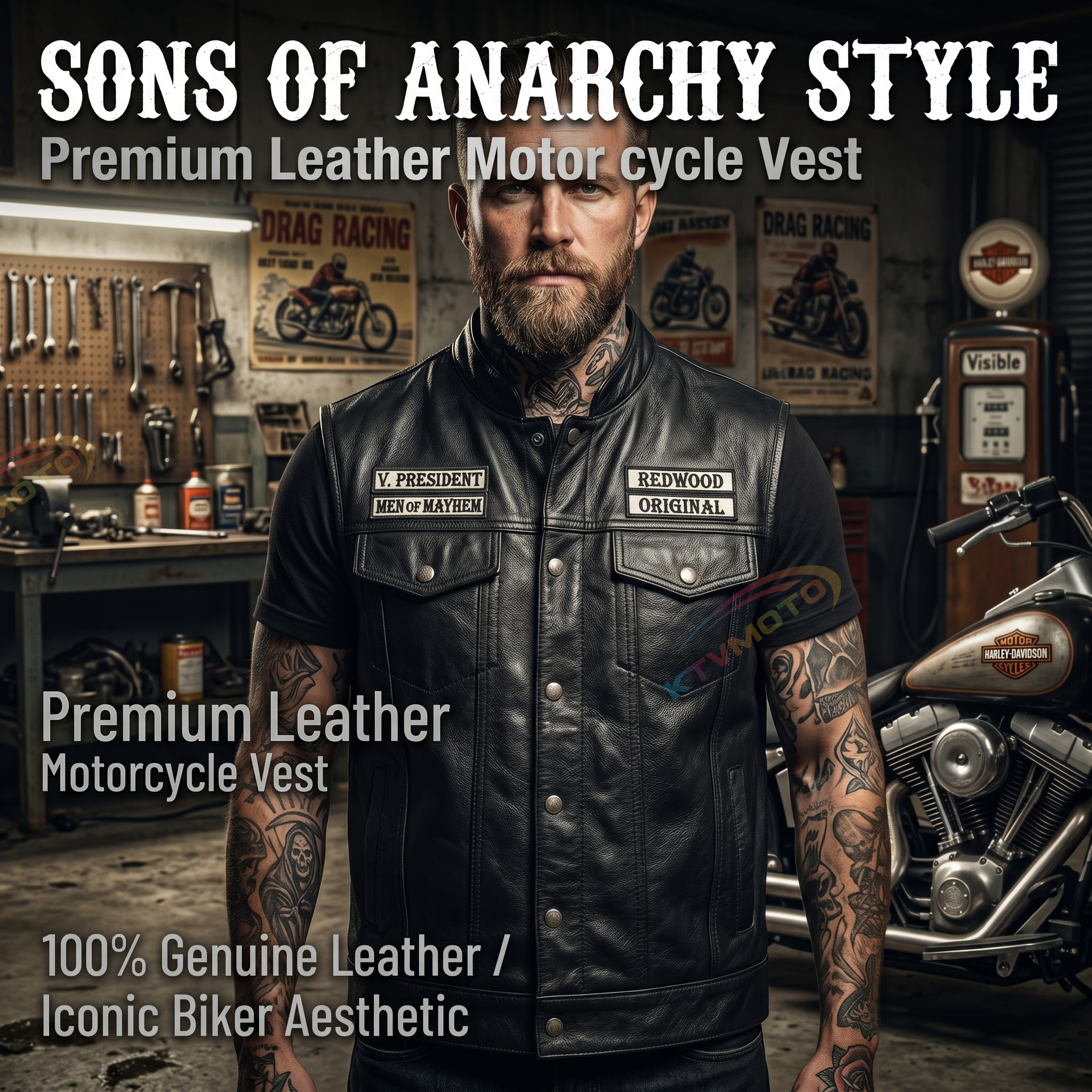 Harley Angel Vest Sons of Anarchy Leather Motorcycle Vest-A15