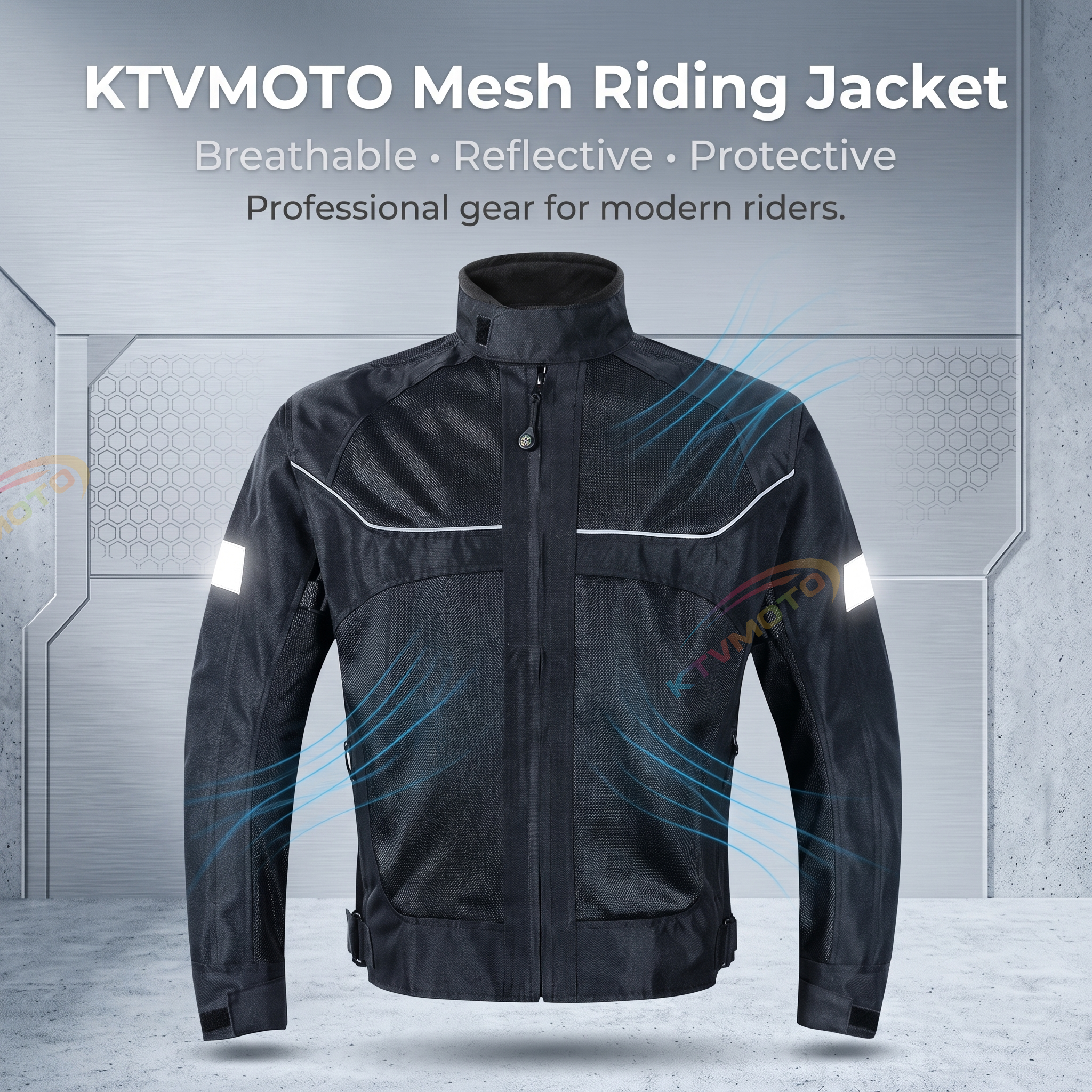 Motorcycle riding clothes with breathable mesh-J58