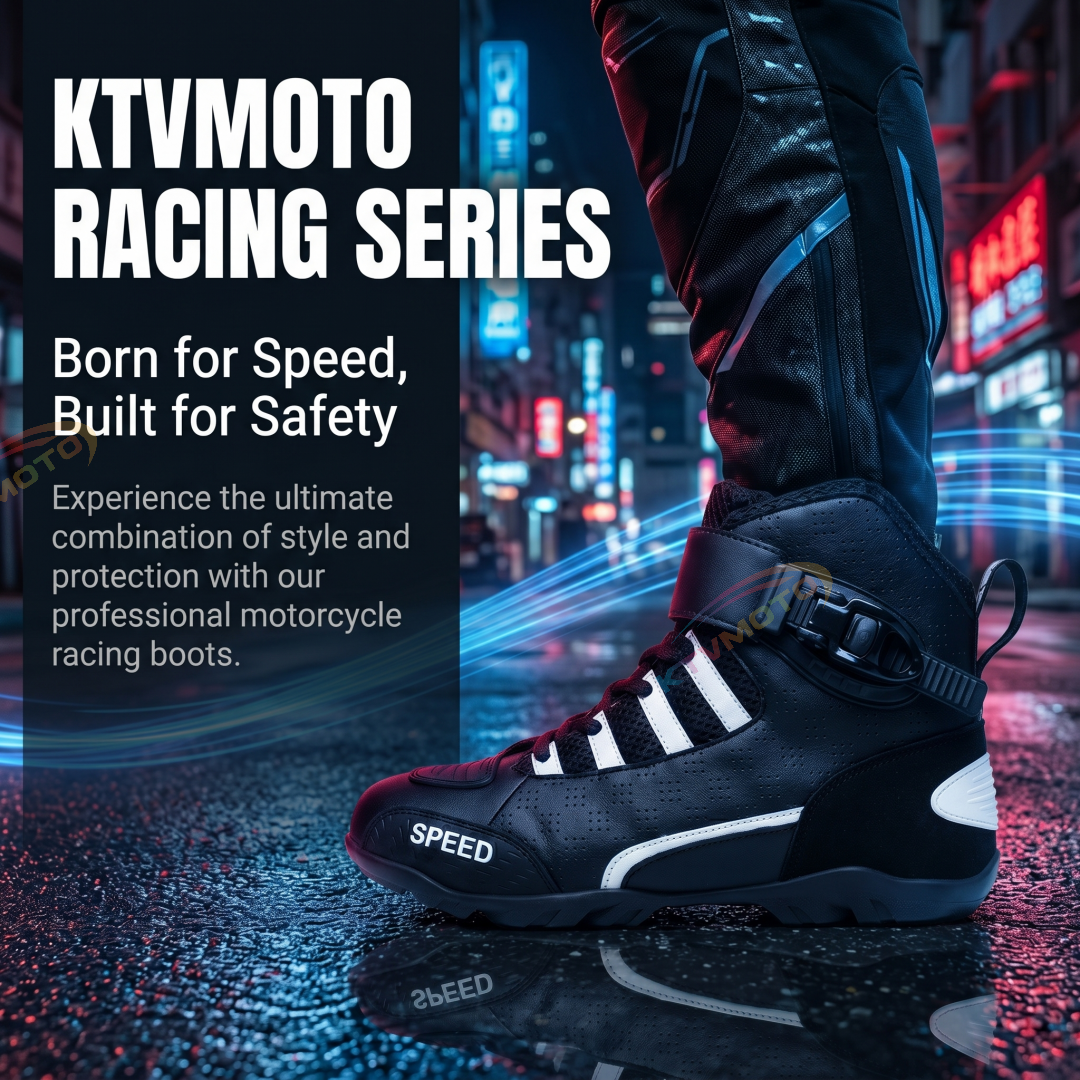 Motorcycle racing boots with crash and fall protection-K93