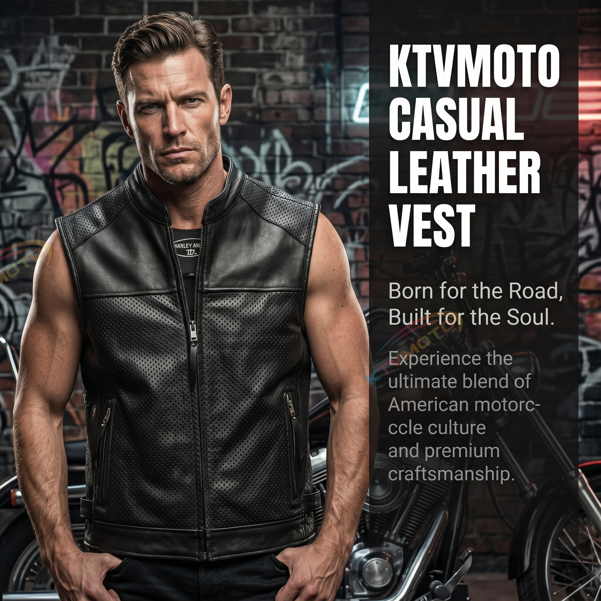 Harley Breathable Summer Mesh Leather Vest-A38