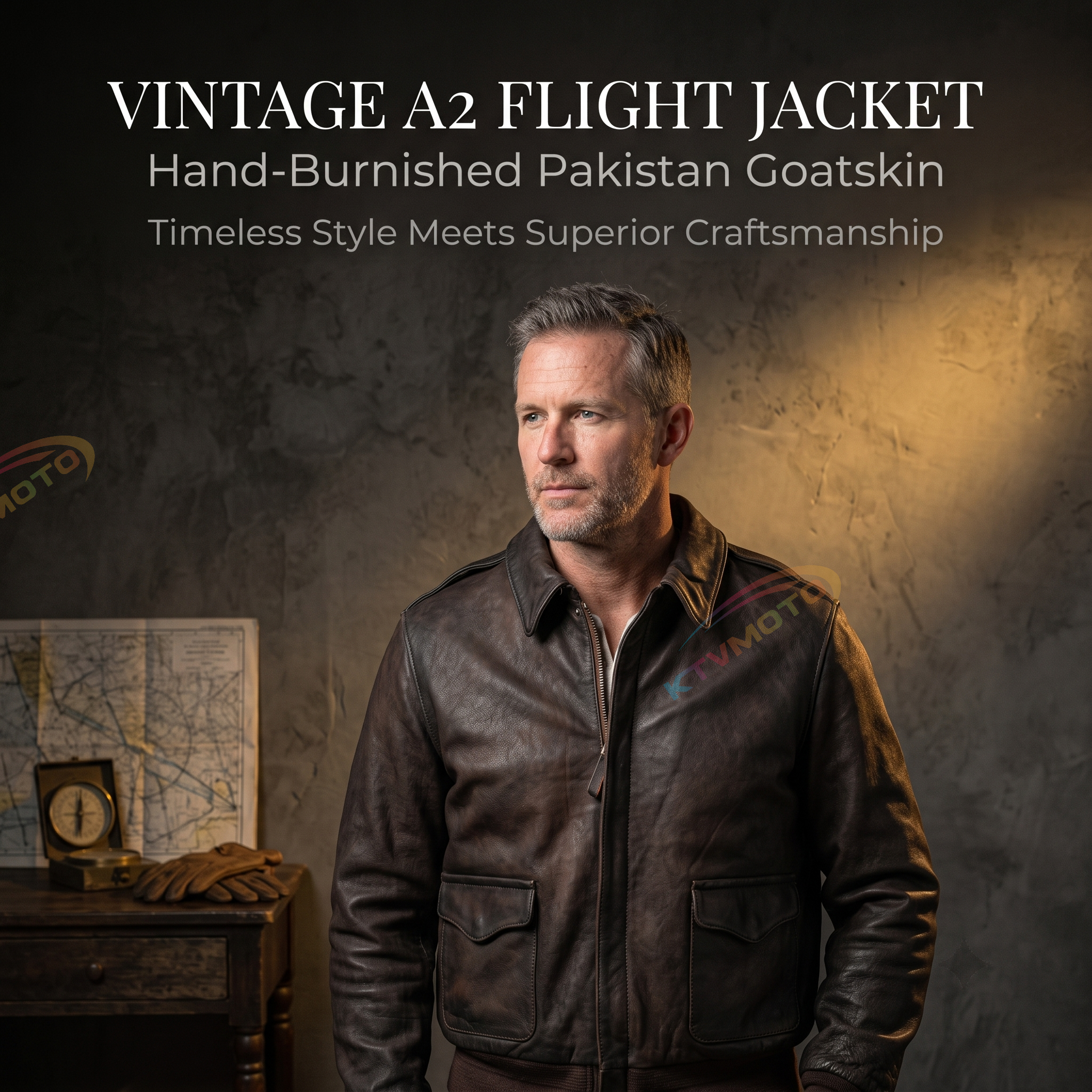Vintage distressed A2 Pakistani goatskin flight jacket - A48