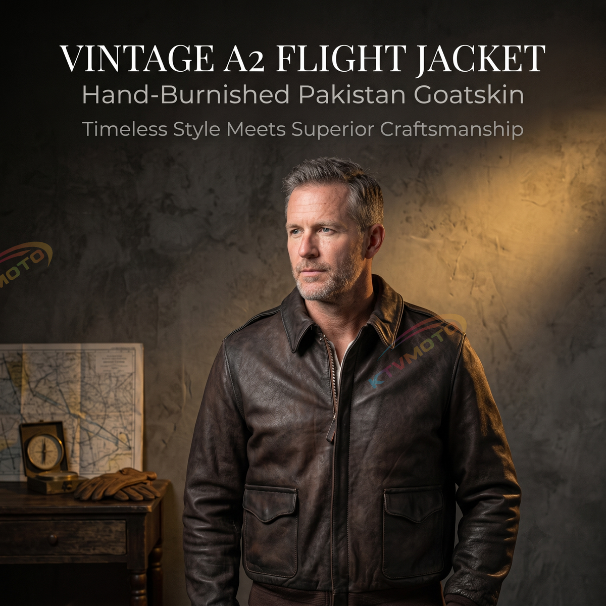 Vintage distressed A2 Pakistani goatskin flight jacket - A48