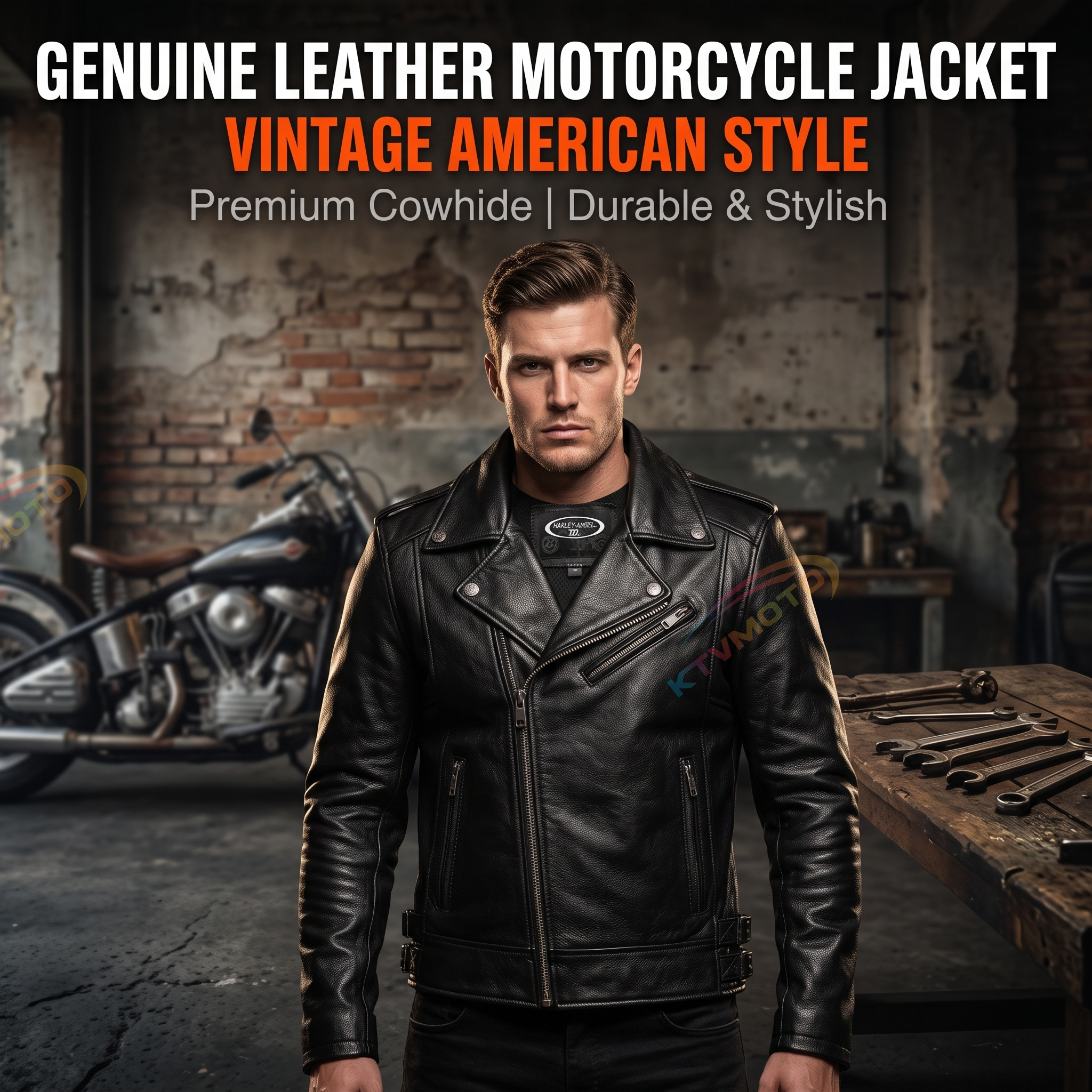 HARLEYANGEL genuine leather jacket-A18