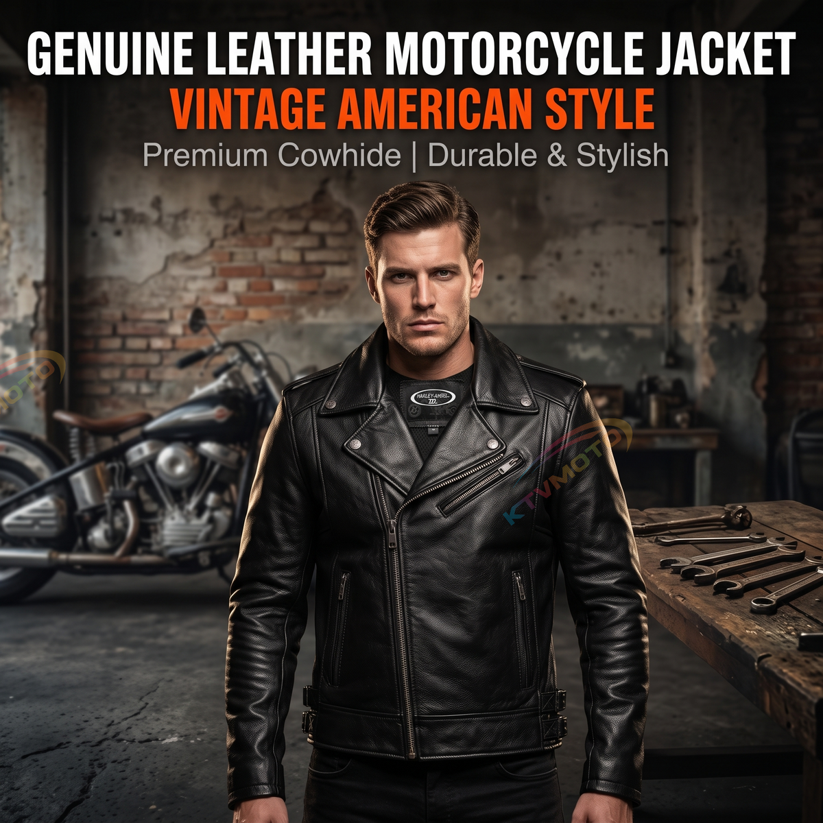 HARLEYANGEL genuine leather jacket-A18