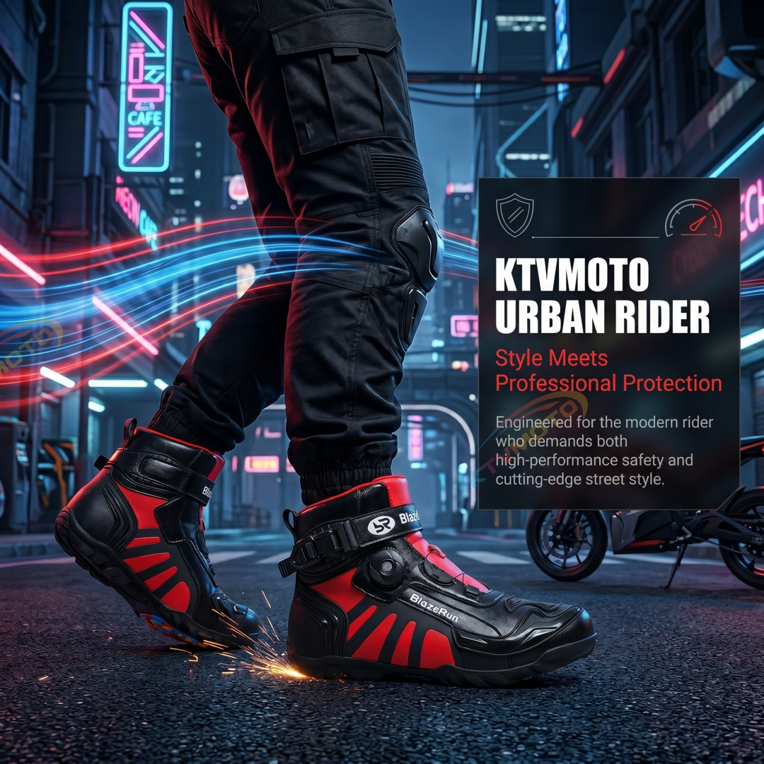 Abrasion-resistant leather motorcycle boots-K94