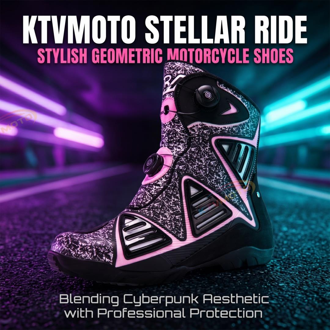 Stylish Geometric-Line Motorcycle Riding Shoes-K119