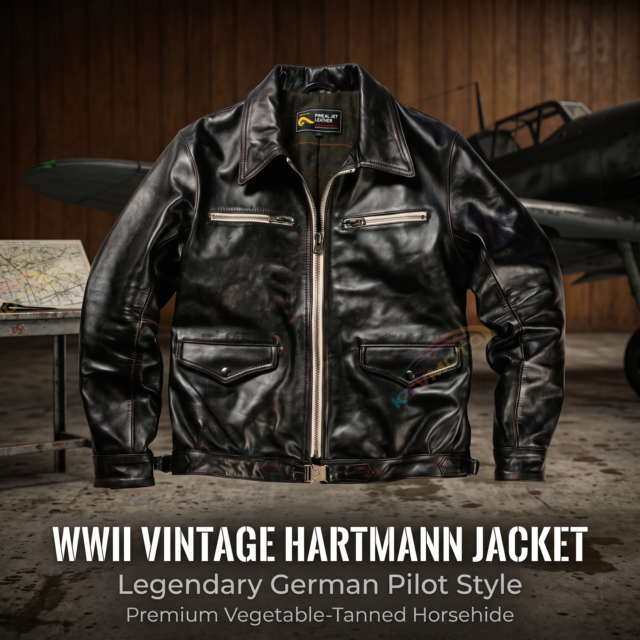 Retro WWII Hartmann German Flight Leather Jacket-A44