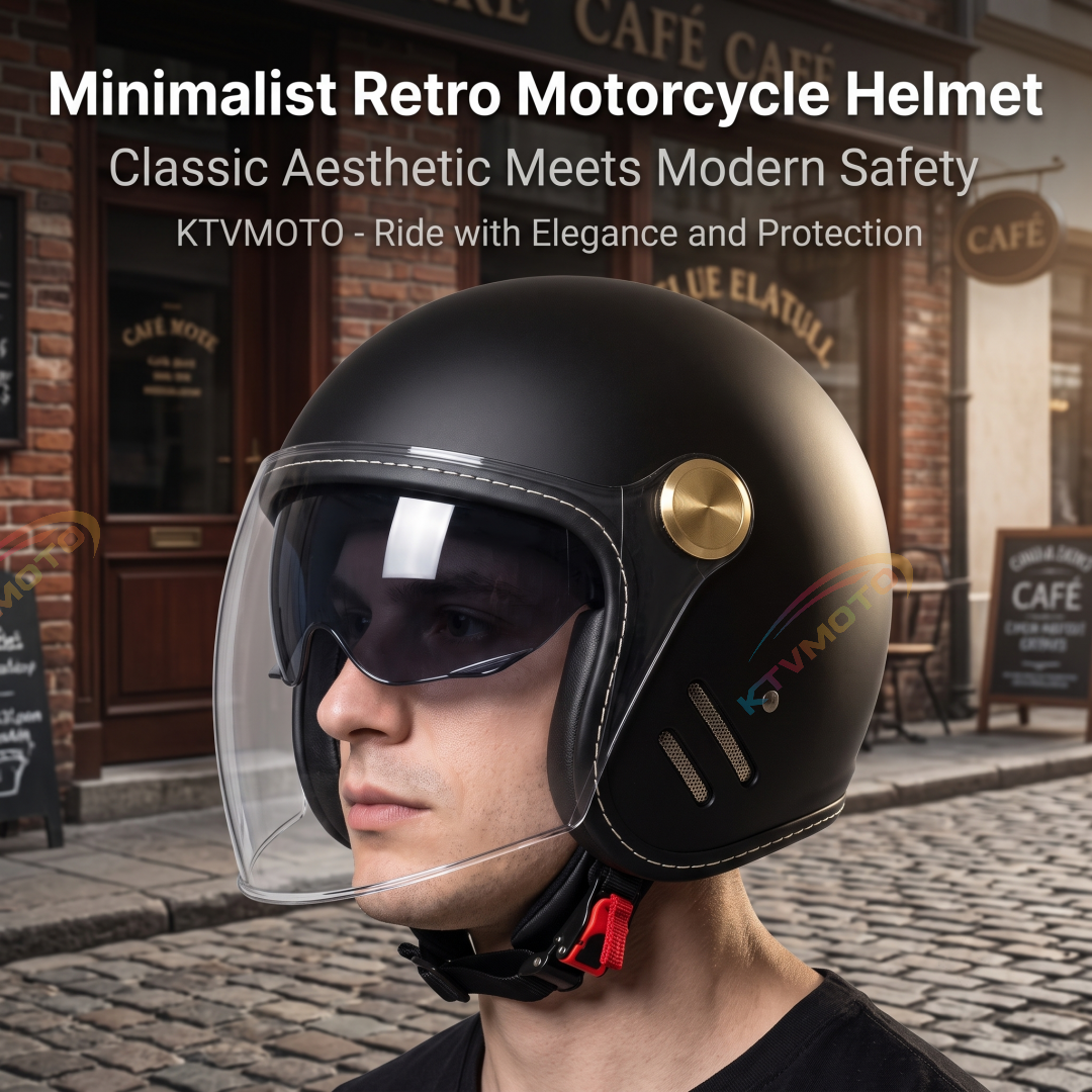 Minimalist Retro Dual-Visor Motorcycle Helmet-I134