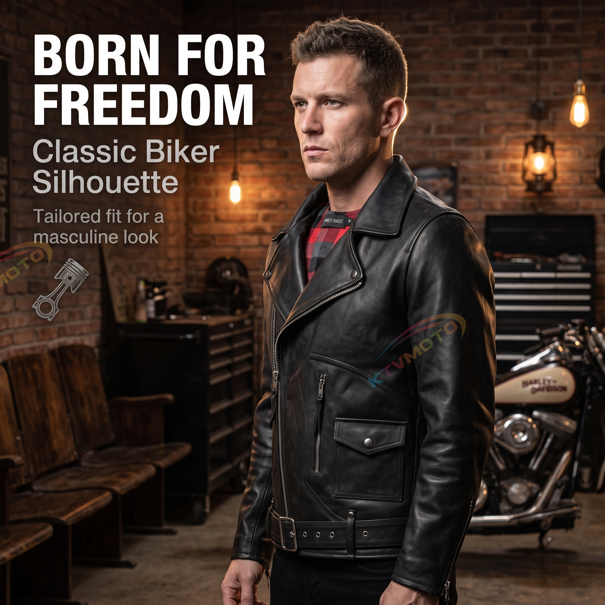HARLEY ANGEL motorcycle genuine cowhide leather jacket-A27
