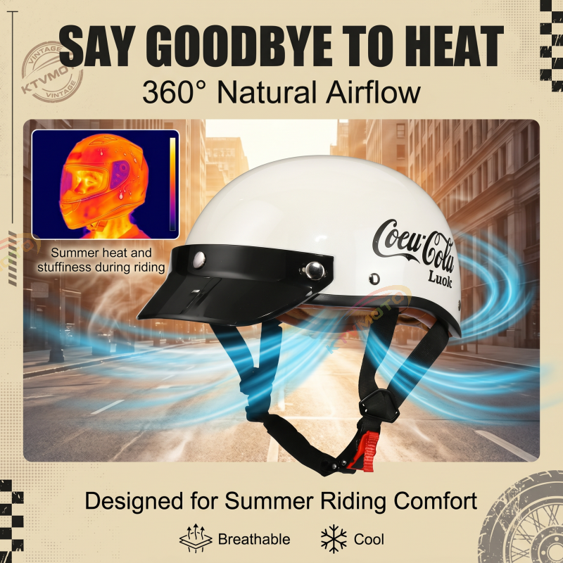 Retro half-helmet, summer travel gear-I18