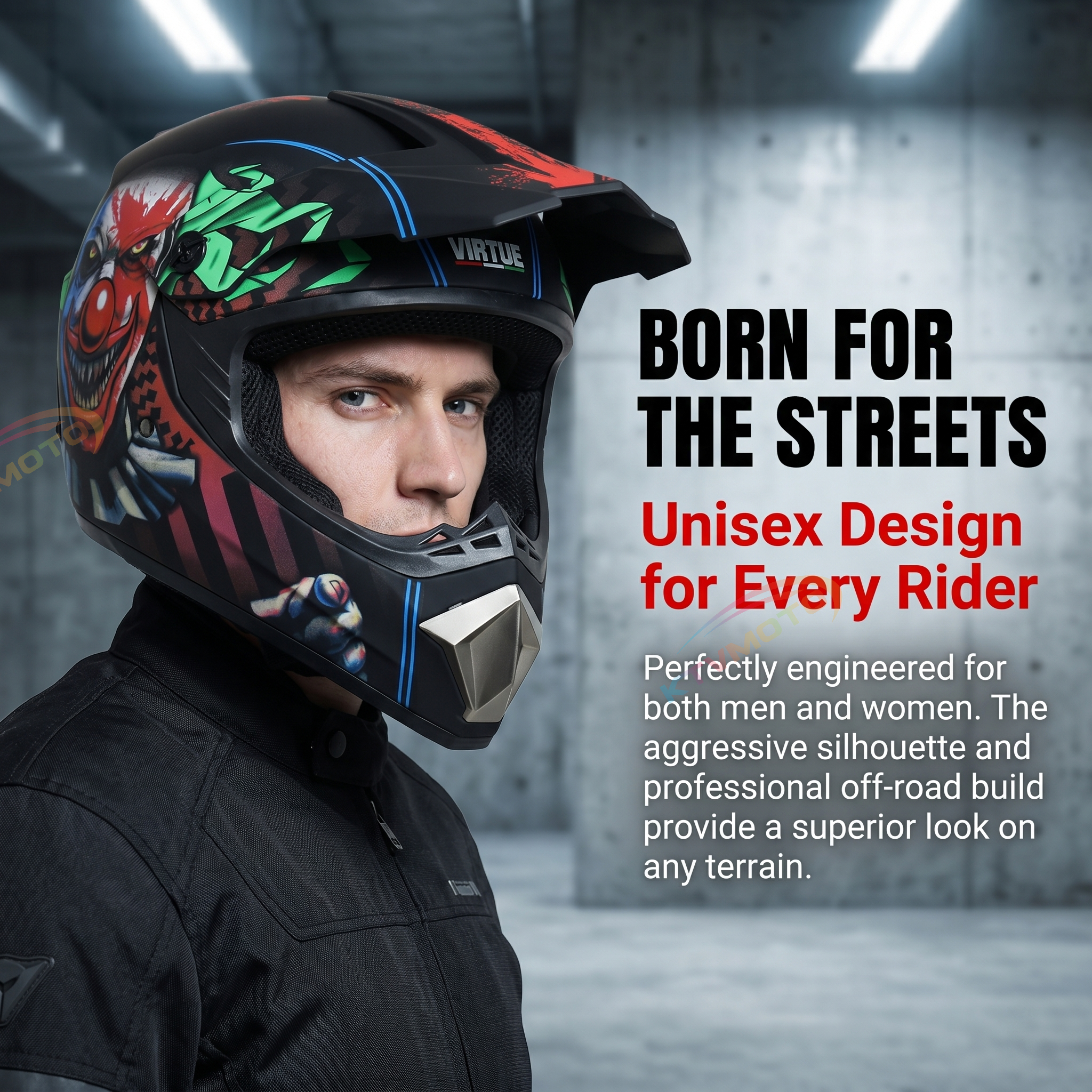 Full-face graffiti-style motocross helmet-I84