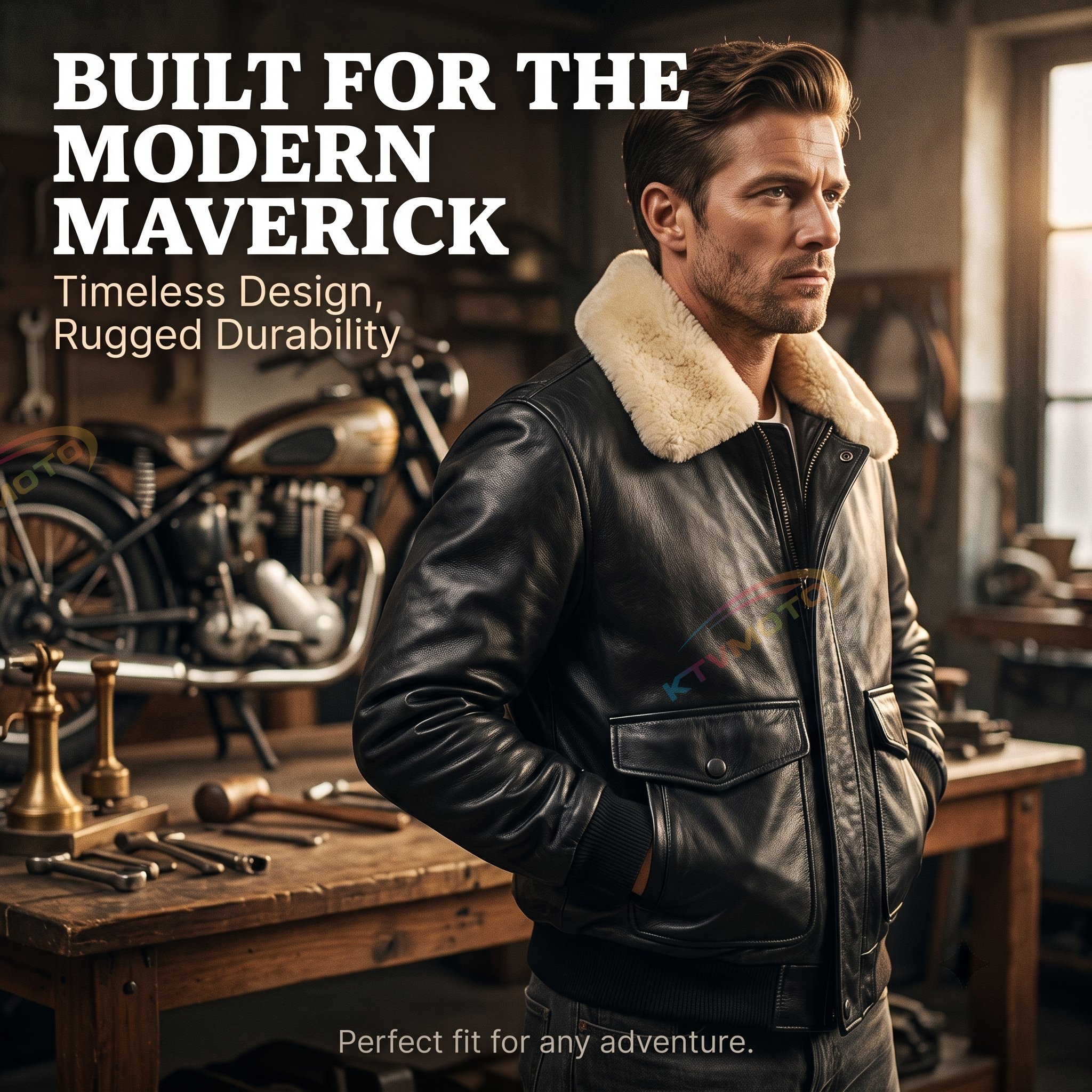 Genuine leather flight suit jacket-A51