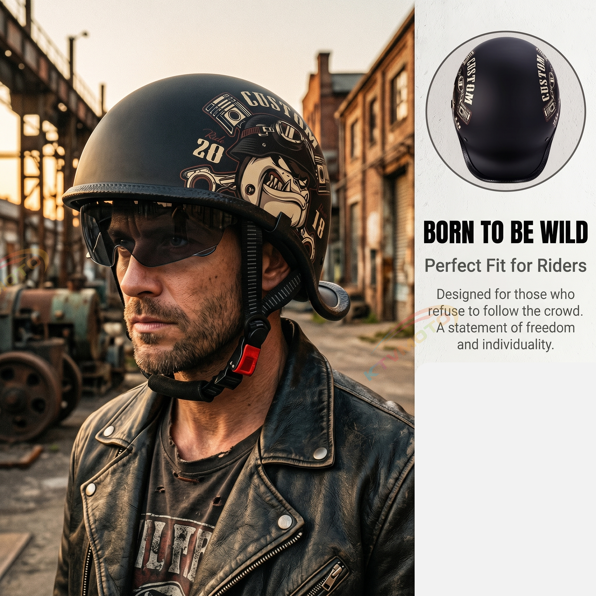 Retro motorcycle half helmet-I131