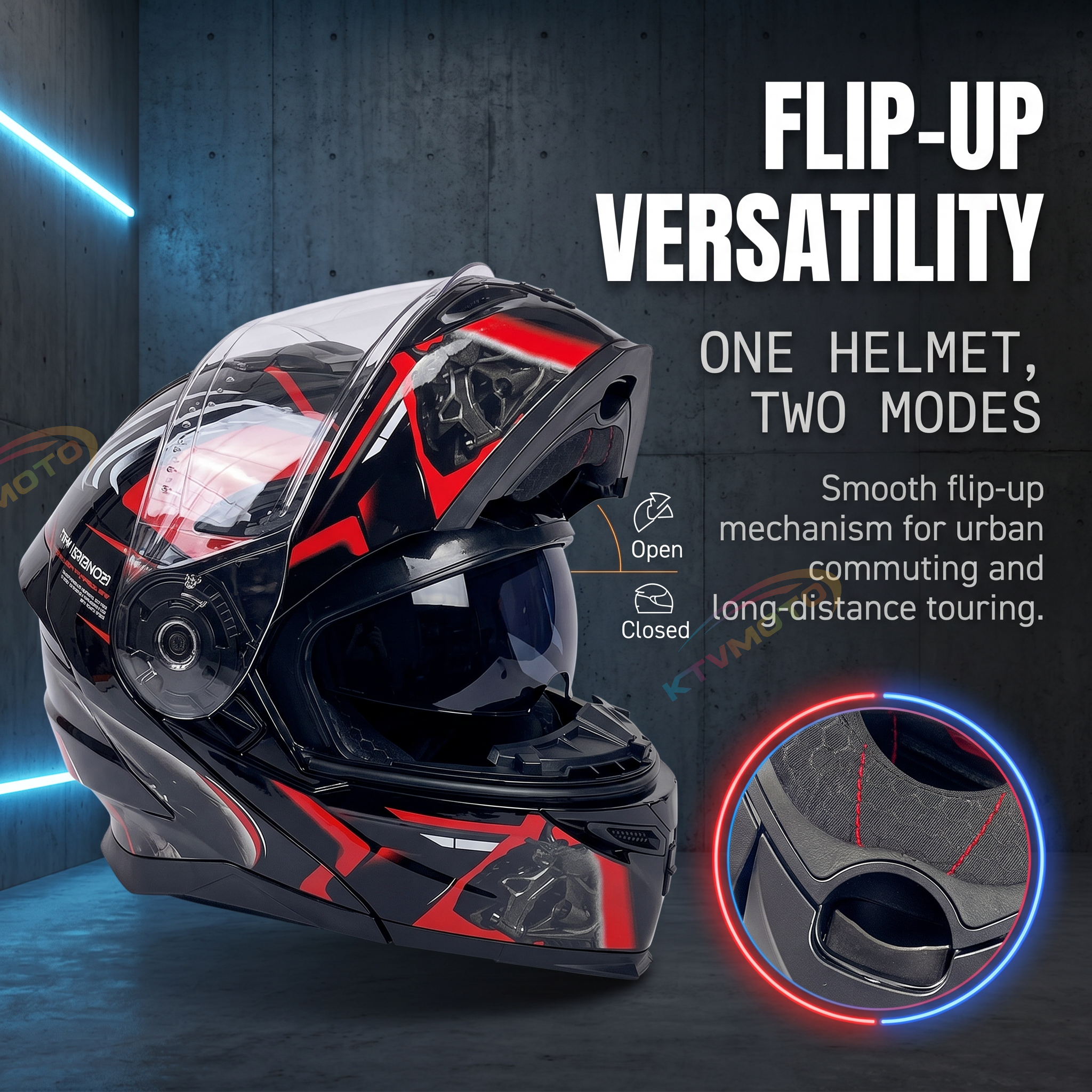 Flip-top motorcycle helmet, dual-lens full-face helmet-I65
