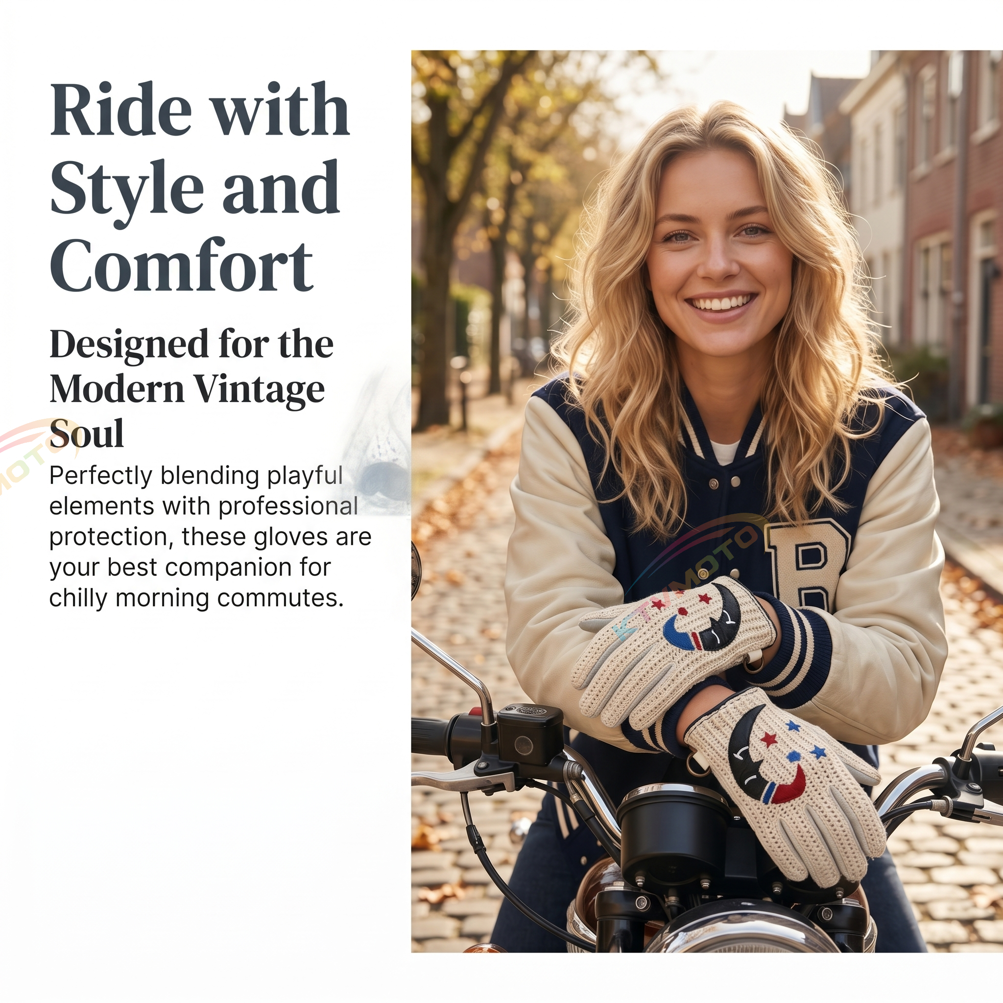 Knitted Retro Touchscreen Motorcycle Gloves-G58