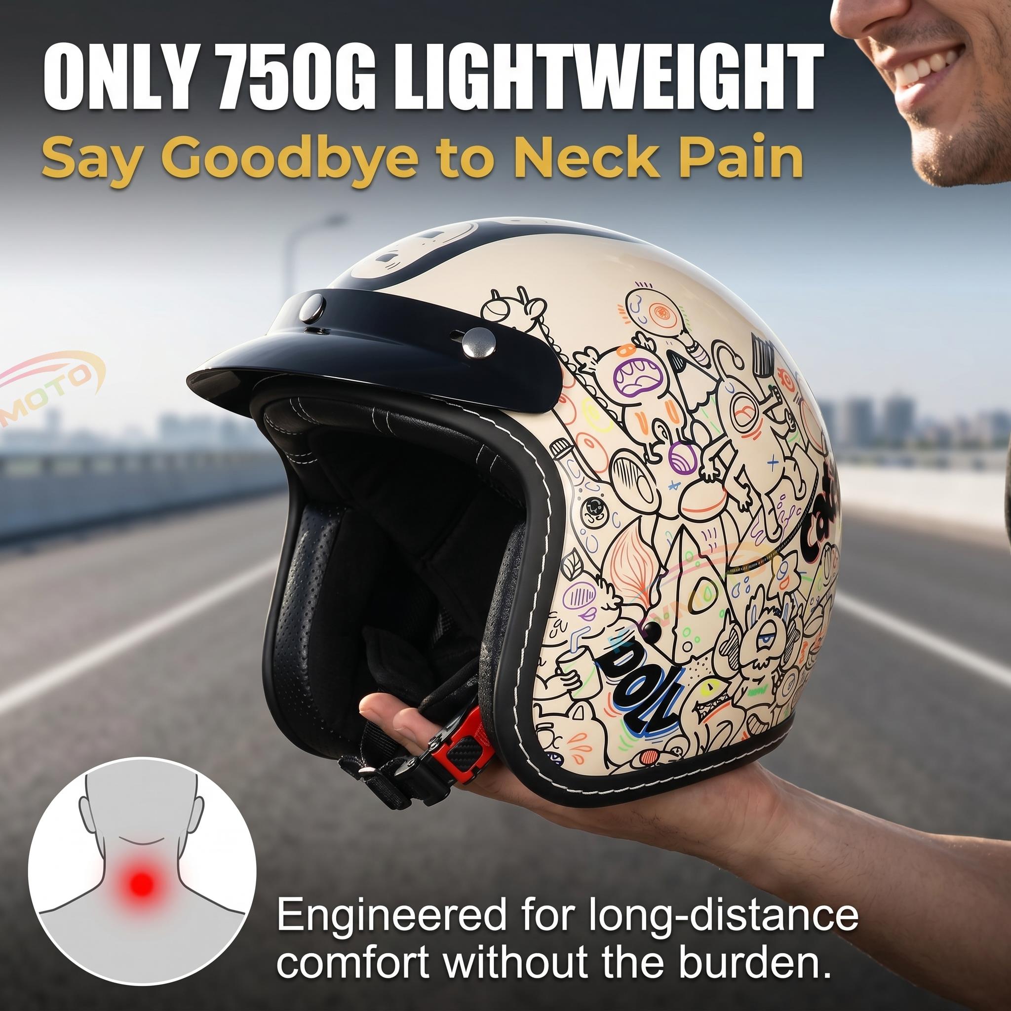 Open-face motorcycle helmet with sun visor-I21