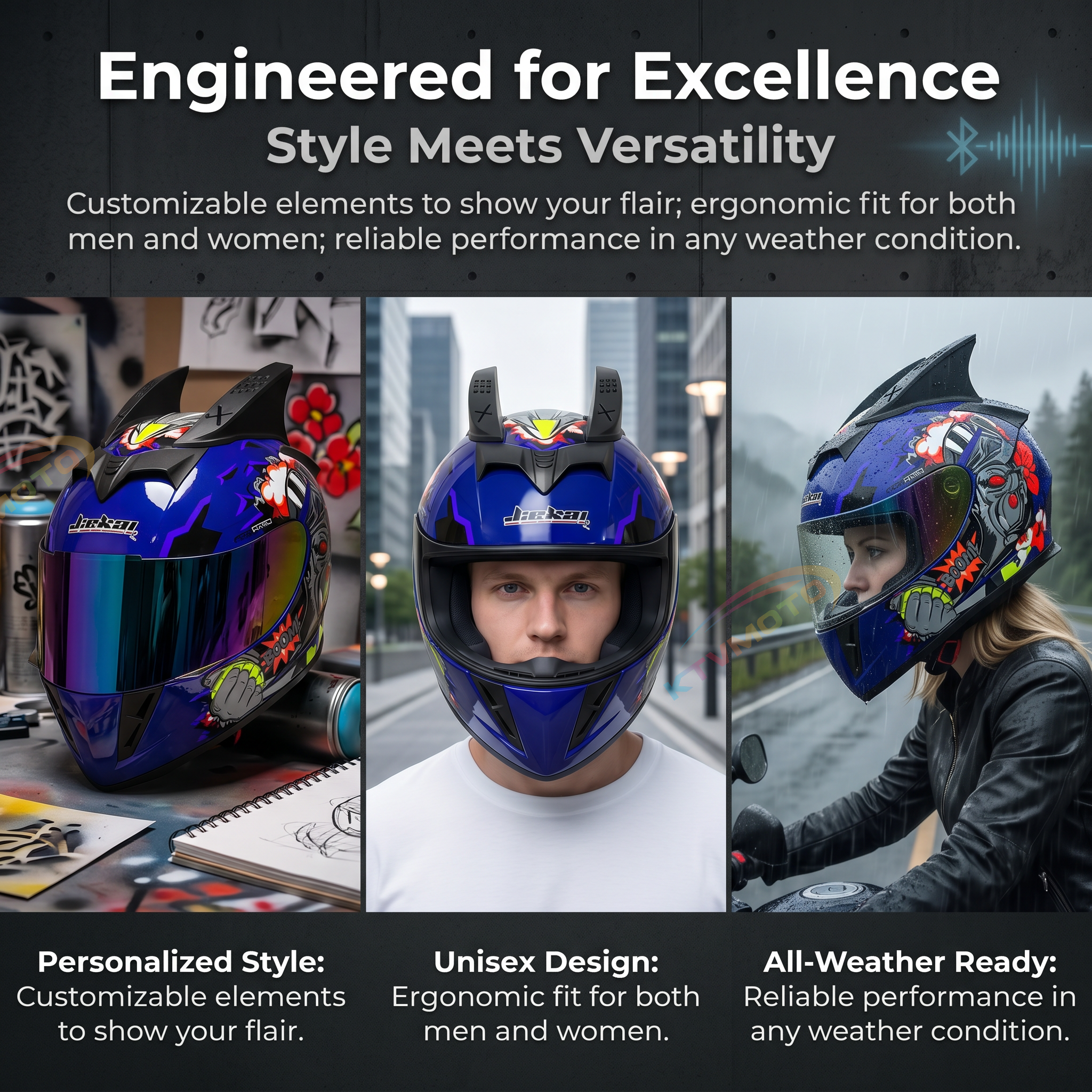 Dual-lens Bluetooth personalized helmet-I68