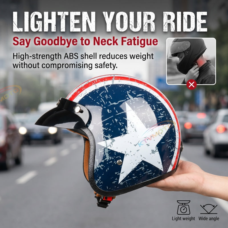 Retro star-shaped convertible motorcycle helmet – I57