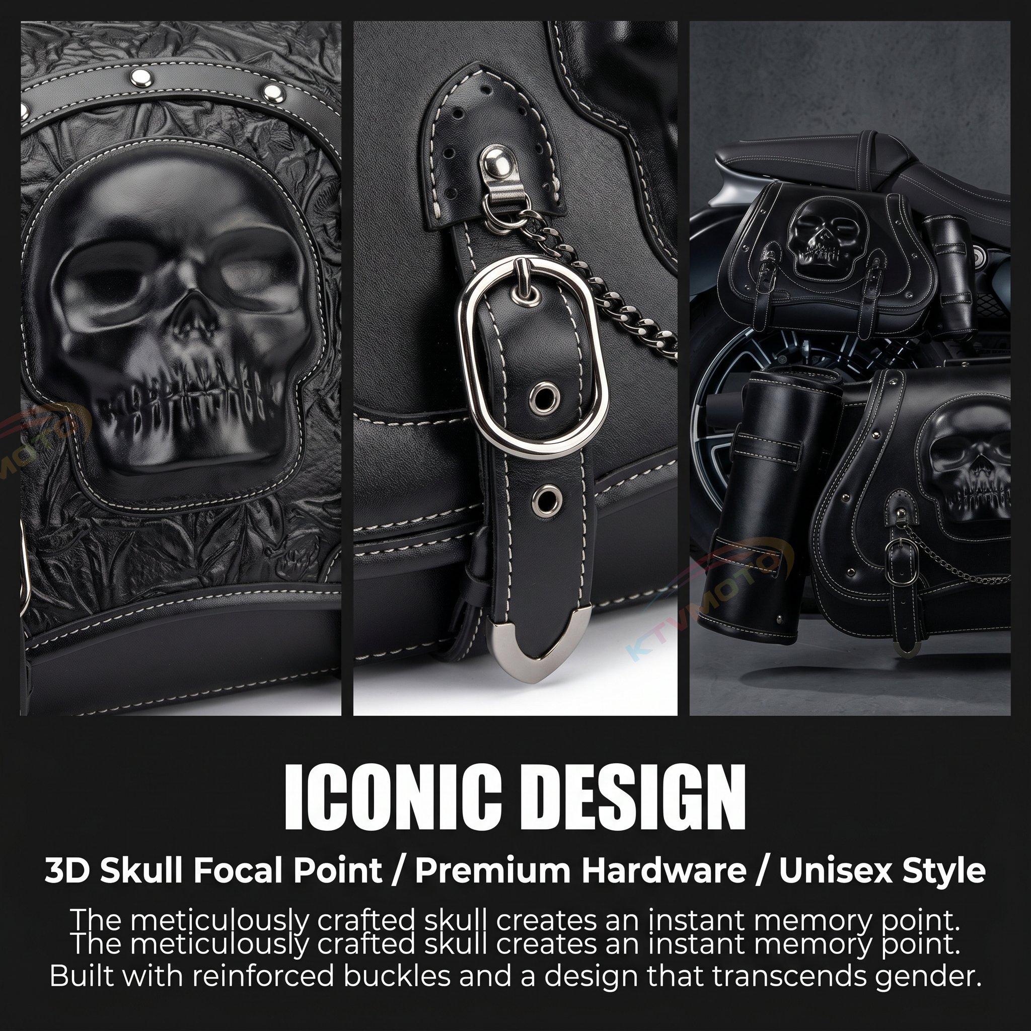 Retro Skull Motorcycle Saddlebag – B14