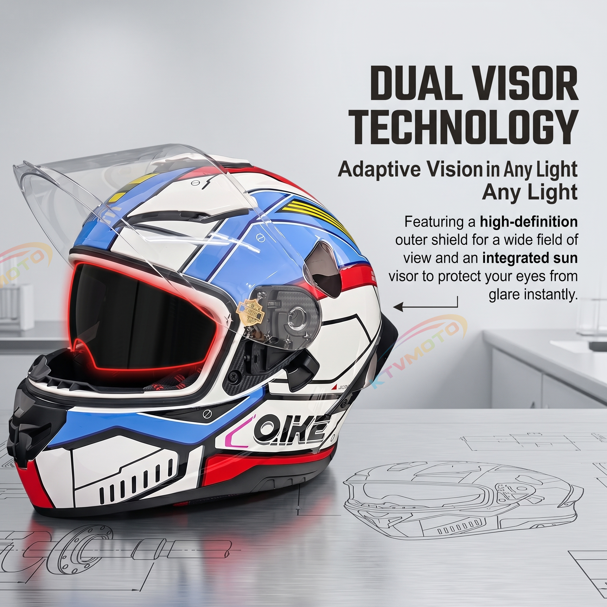 Cool Dual-Lens Full-Face Motorcycle Helmet-I110