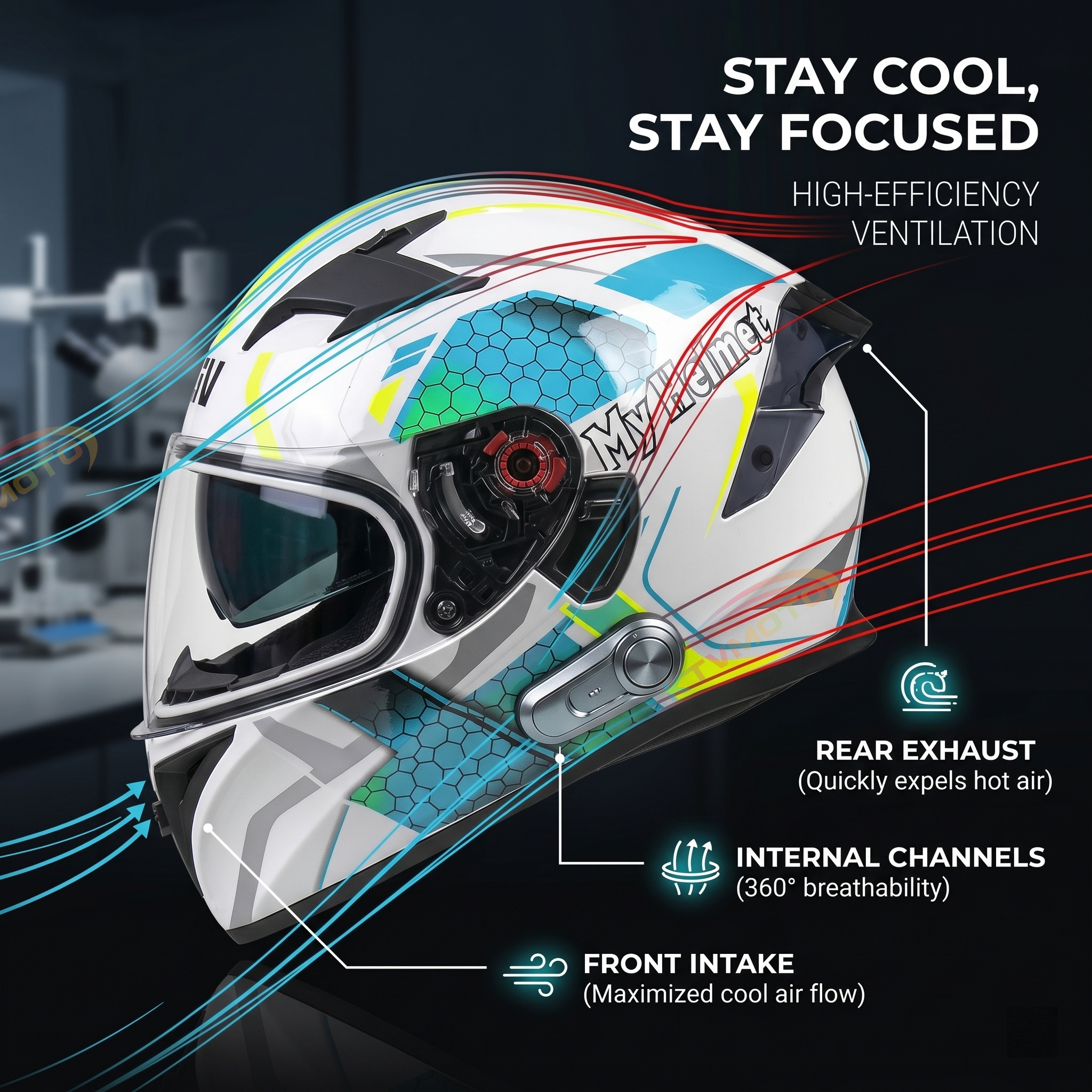Artistic skull-painted full-face modular motorcycle helmet-I93