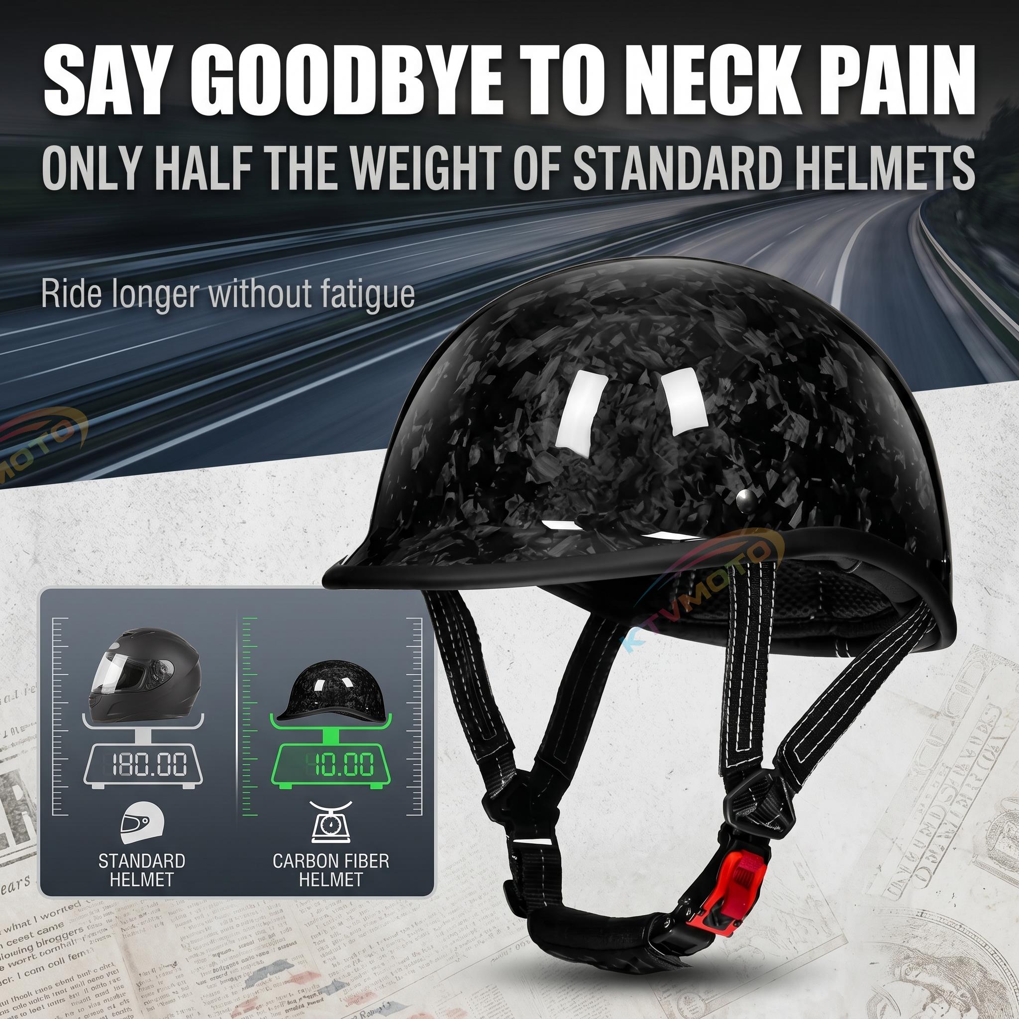 Carbon fiber motorcycle half-helmet cruiser helmet-I52