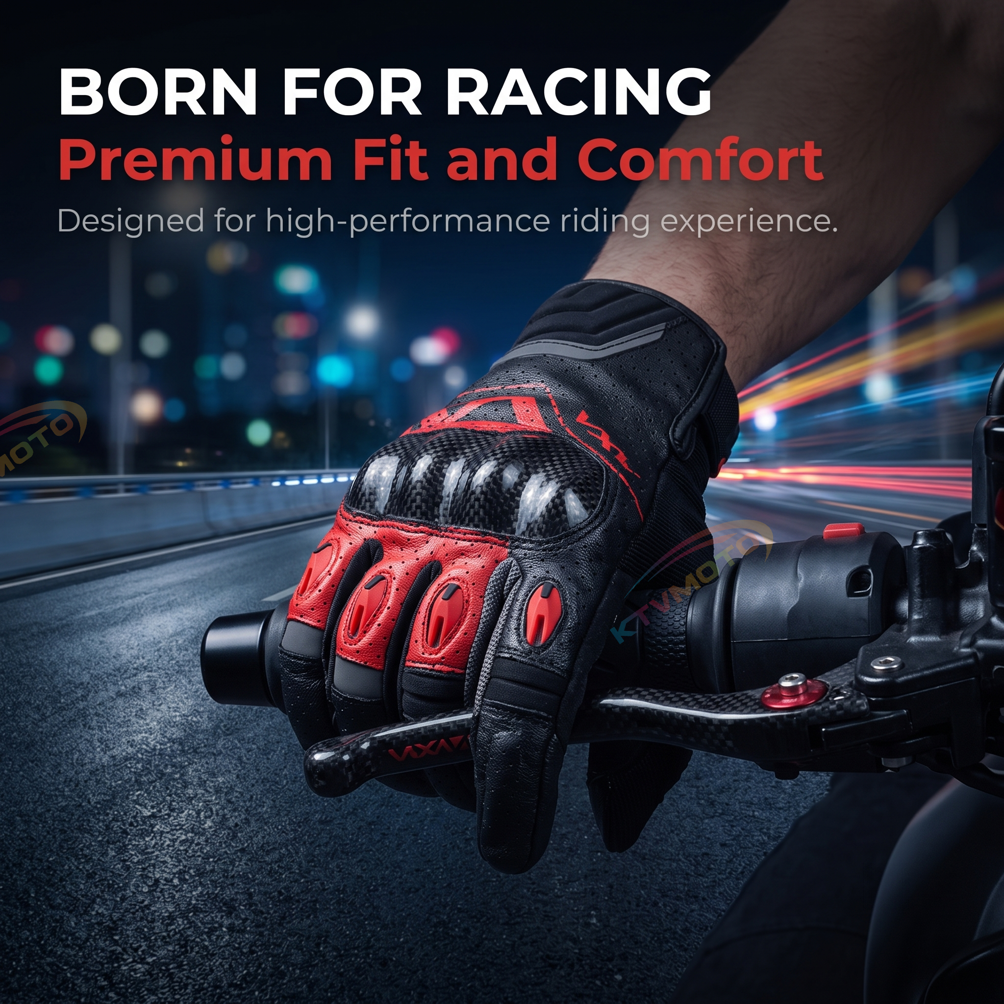 Motorcycle riding gloves made of carbon fiber and sheepskin-G77