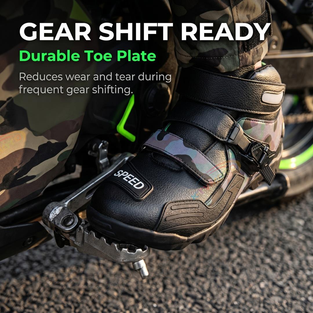 Stylish Camouflage Biker Ankle Boots with Buckle Closure-K121