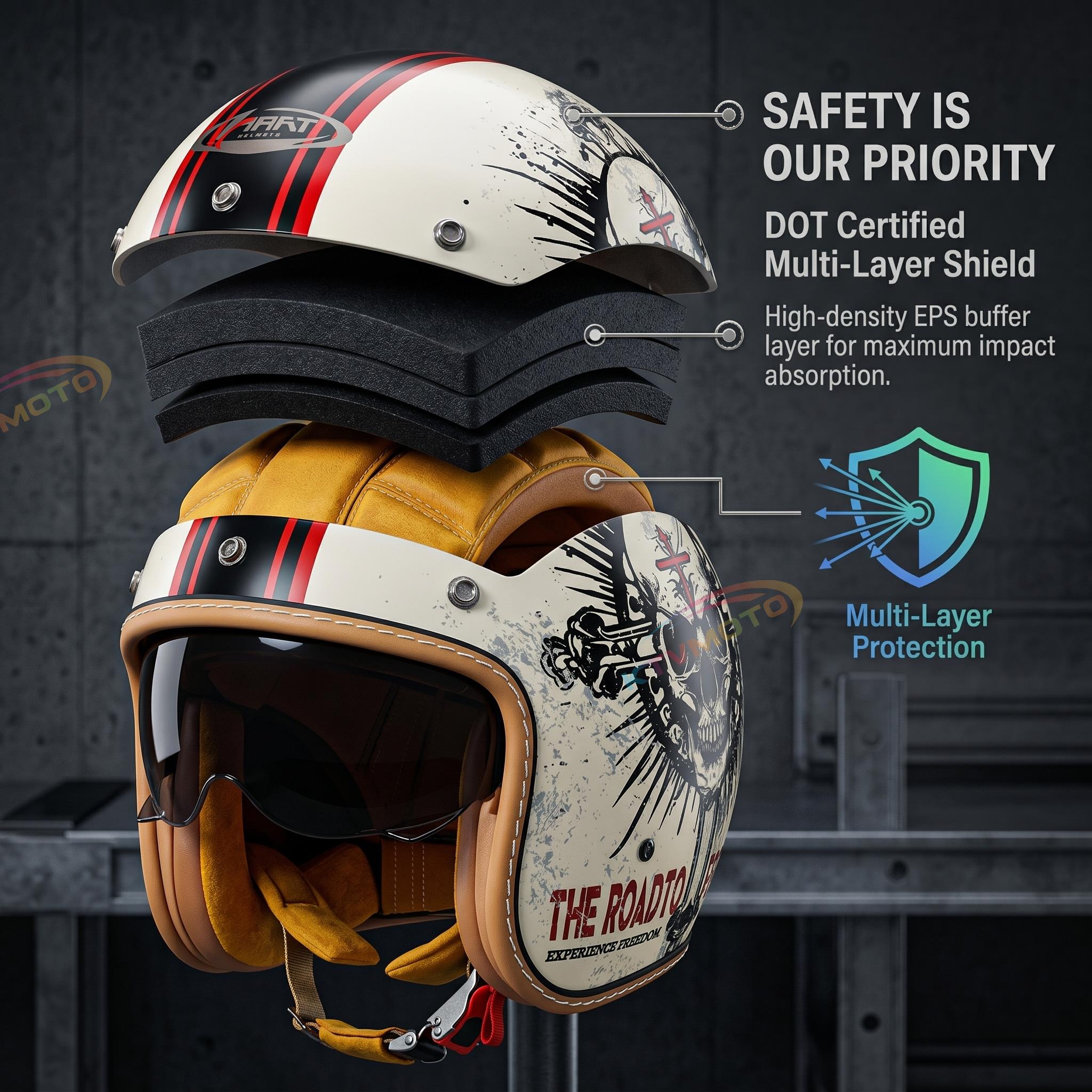Retro open-face motorcycle helmet- I30