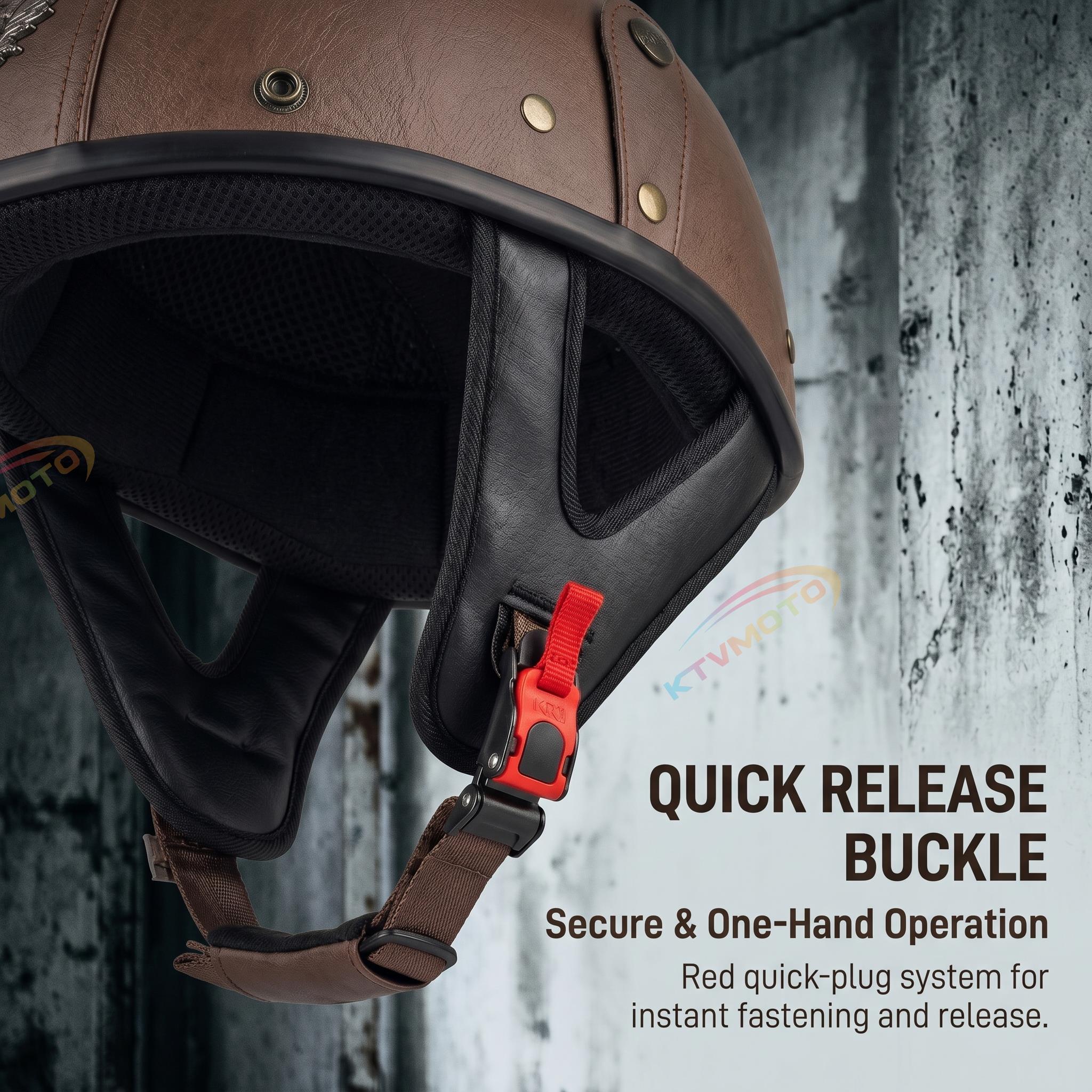 Retro cruiser motorcycle helmet with concealed inner visor-I31