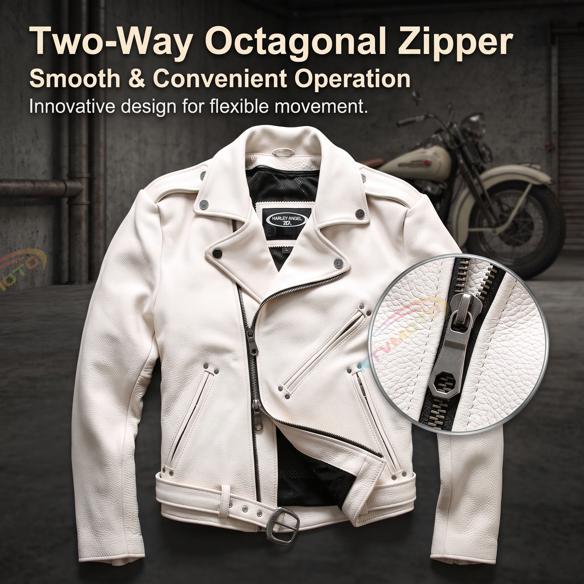 White casual genuine cowhide jacket-A28