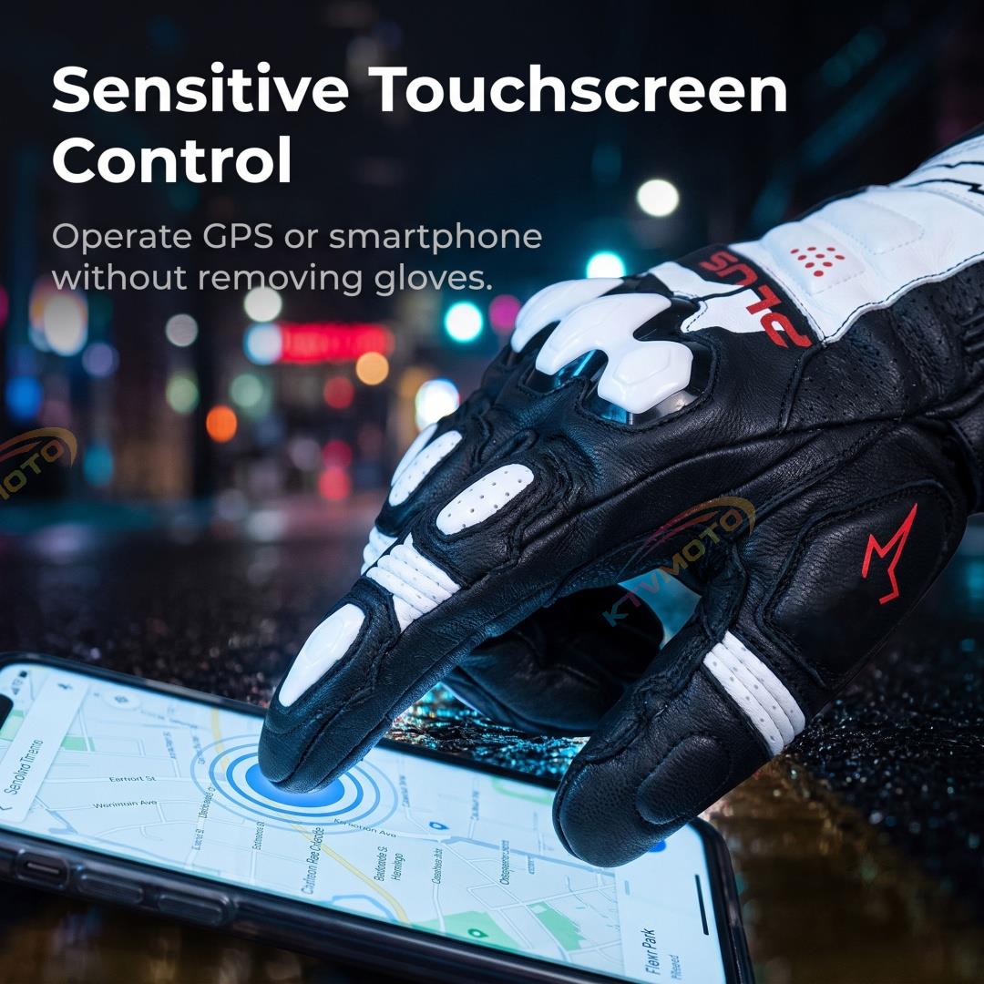 Motorcycle sheepskin touchscreen protective riding long gloves-G98