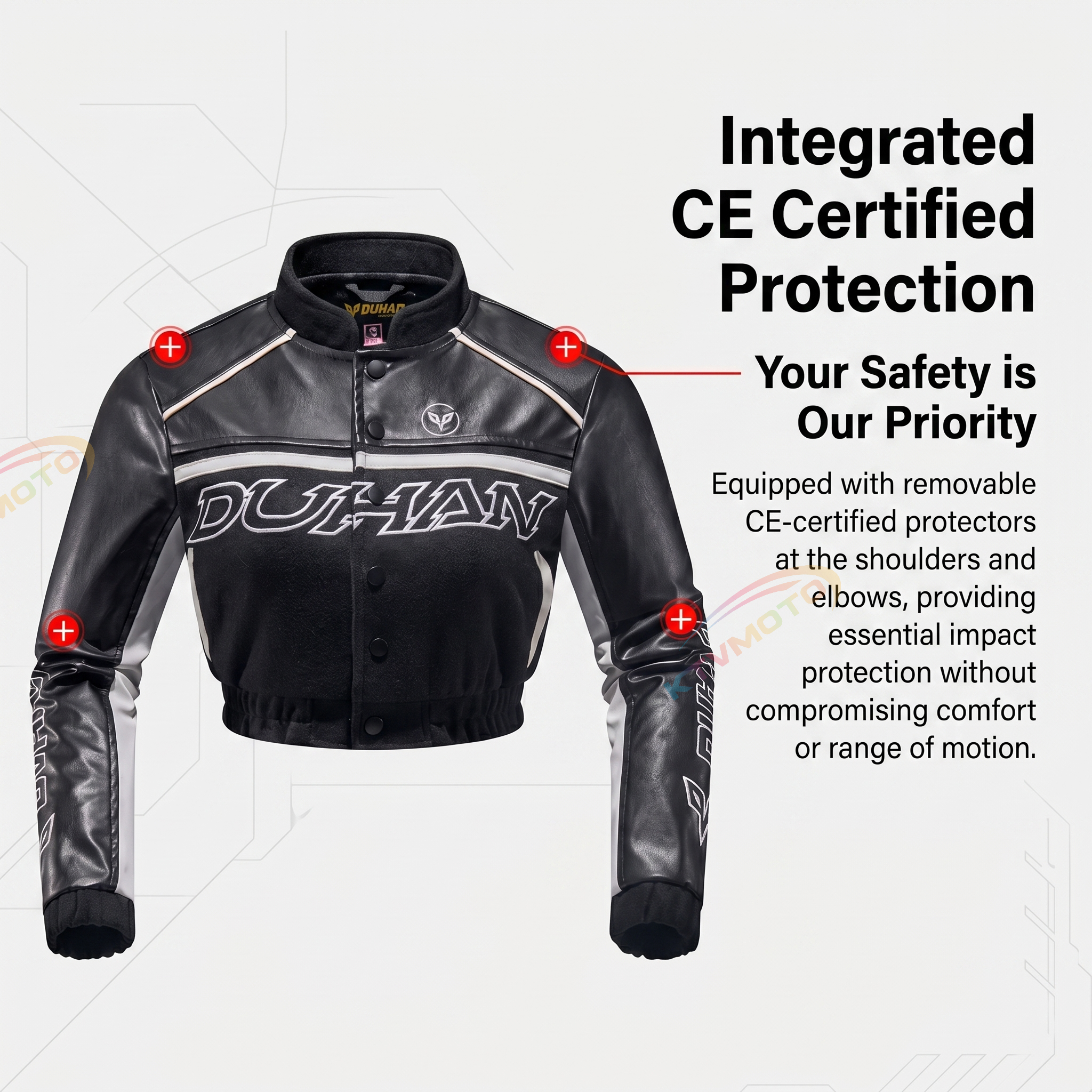 Women's PU Leather Wool Cycling Jacket-J45