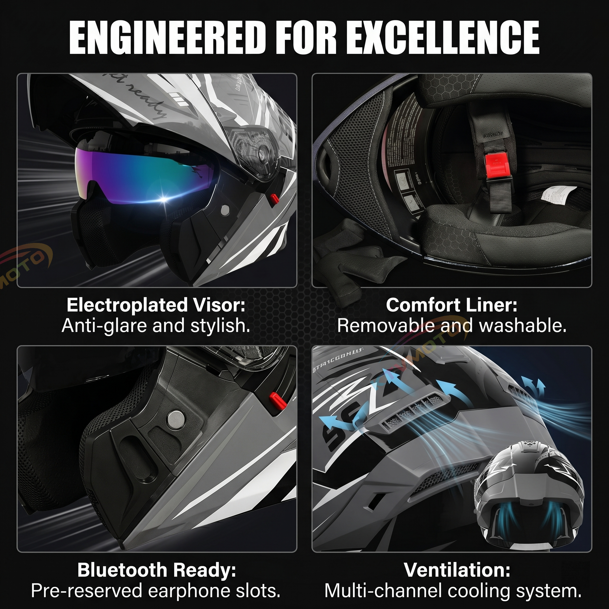 Modular Motorcycle Helmet with Dual Visor-I122