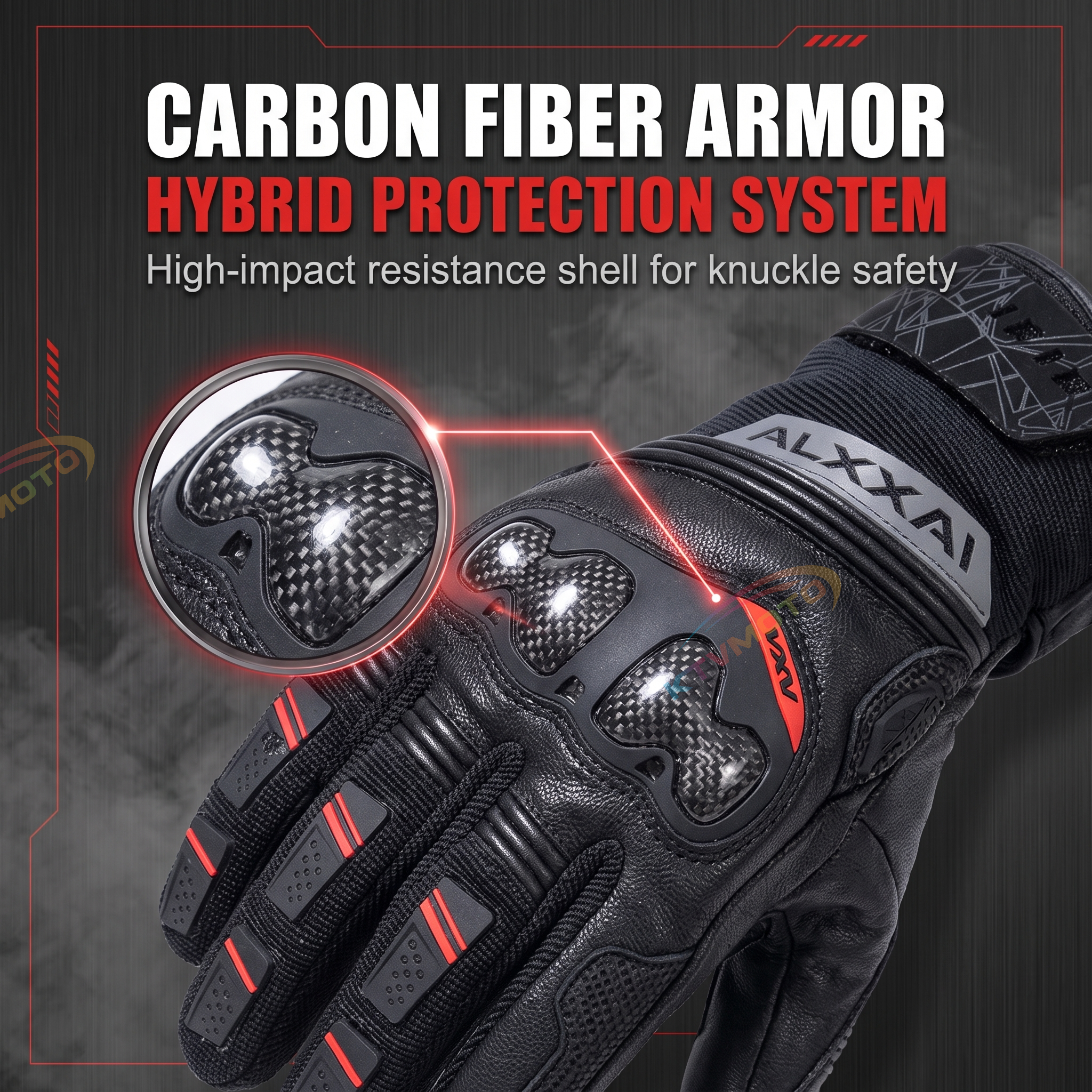 Motorcycle gloves with carbon fiber touchscreen thickened-G80