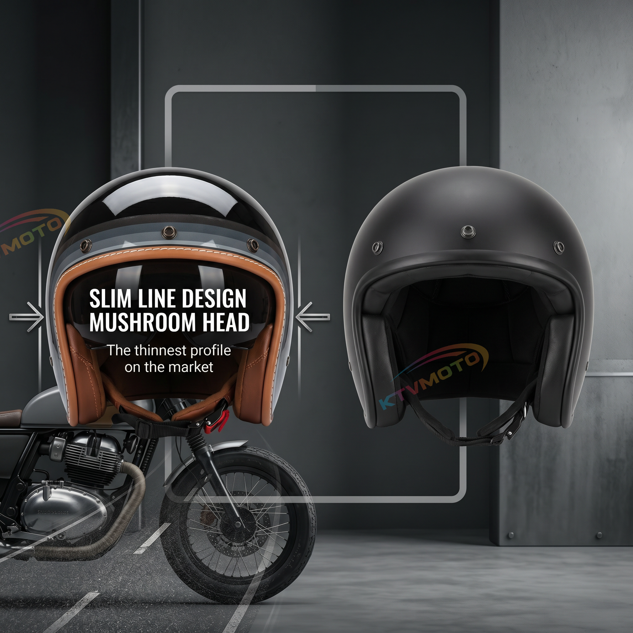 Retro-style open-face motorcycle helmet-I25