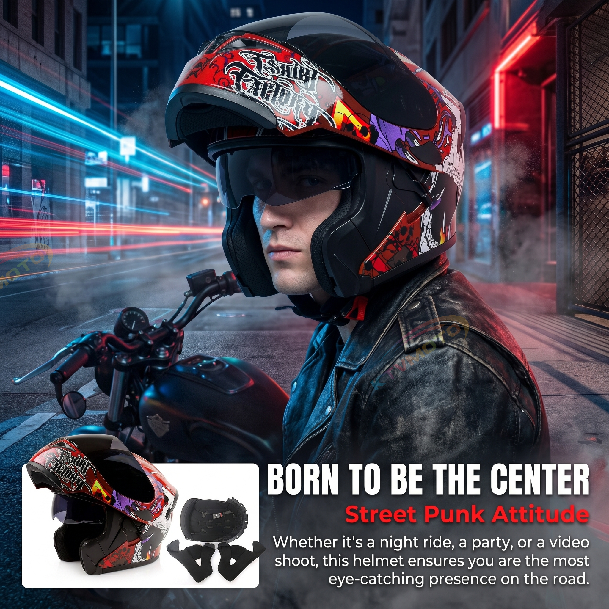 Windproof and noise-reducing full-face racing helmet-I92