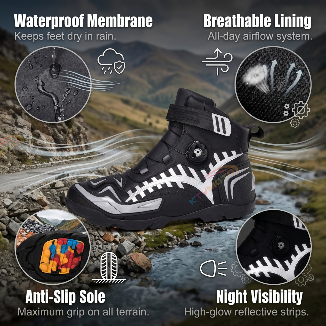 Waterproof Motorcycle Riding Boots with Knob System-K47